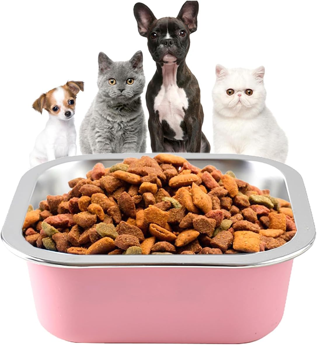 Stainless Steel Dog Bowl, Dog Bowl with Non-Slip Rubber Base, Water Bowl, Small Dog Bowl, Metal Dog Bowls, Pet Bowls for Cats, Dogs, Pink image number 3