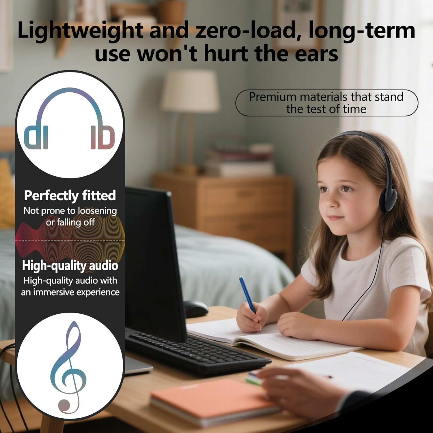 GDBOMA USB C Headphones Bulk 20 Pack for Classroom School Kids,On-Ear Wired Type C Headphones Compatible with Pad Smartphones (Black) image number 3