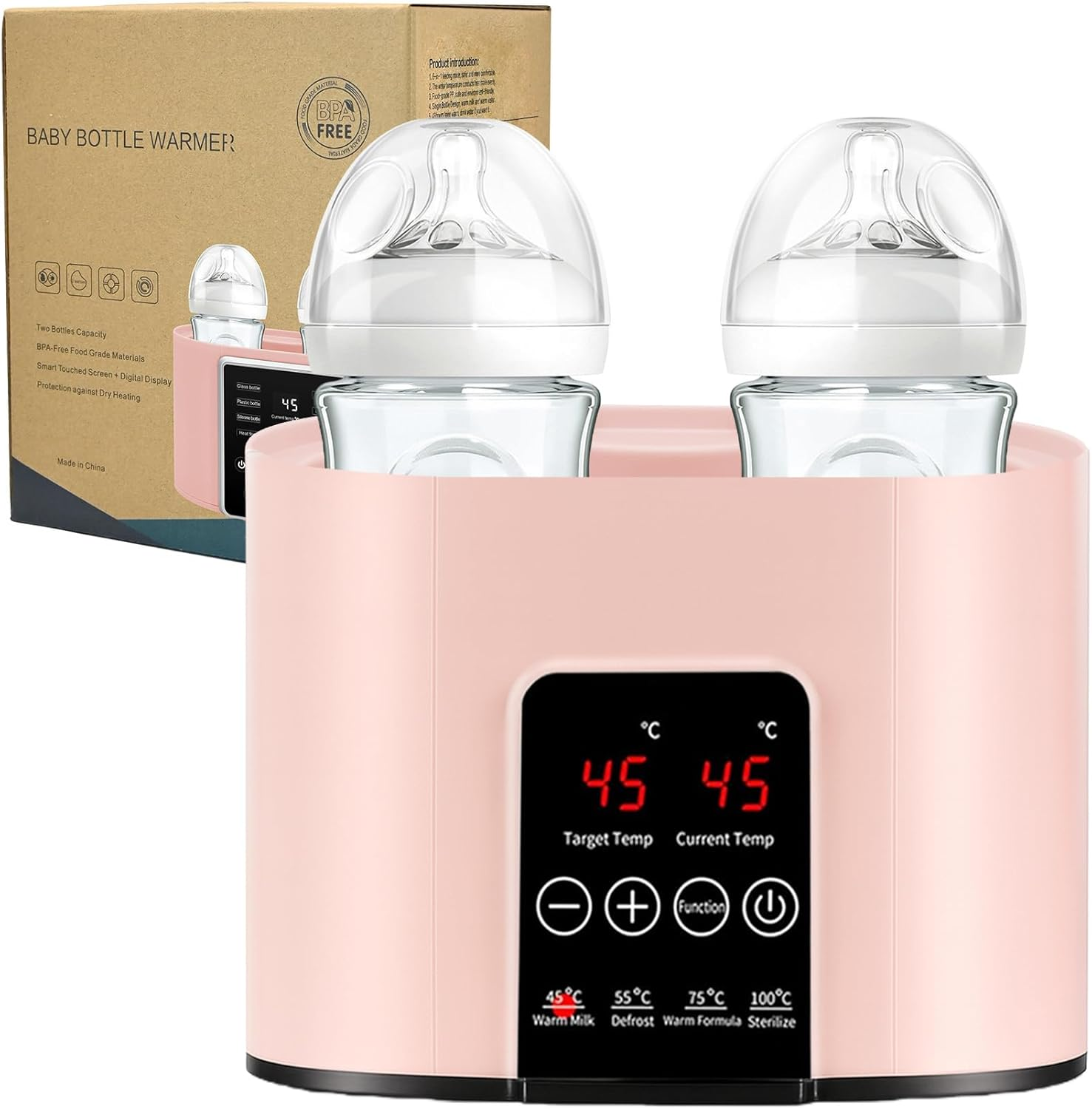Multifunction Baby Bottle Warmer with Accurate Temperature Control, Constant Heat Milk Warmer for Breast Milk & Formula, Adjustable Heating, Easy & Safe to Use