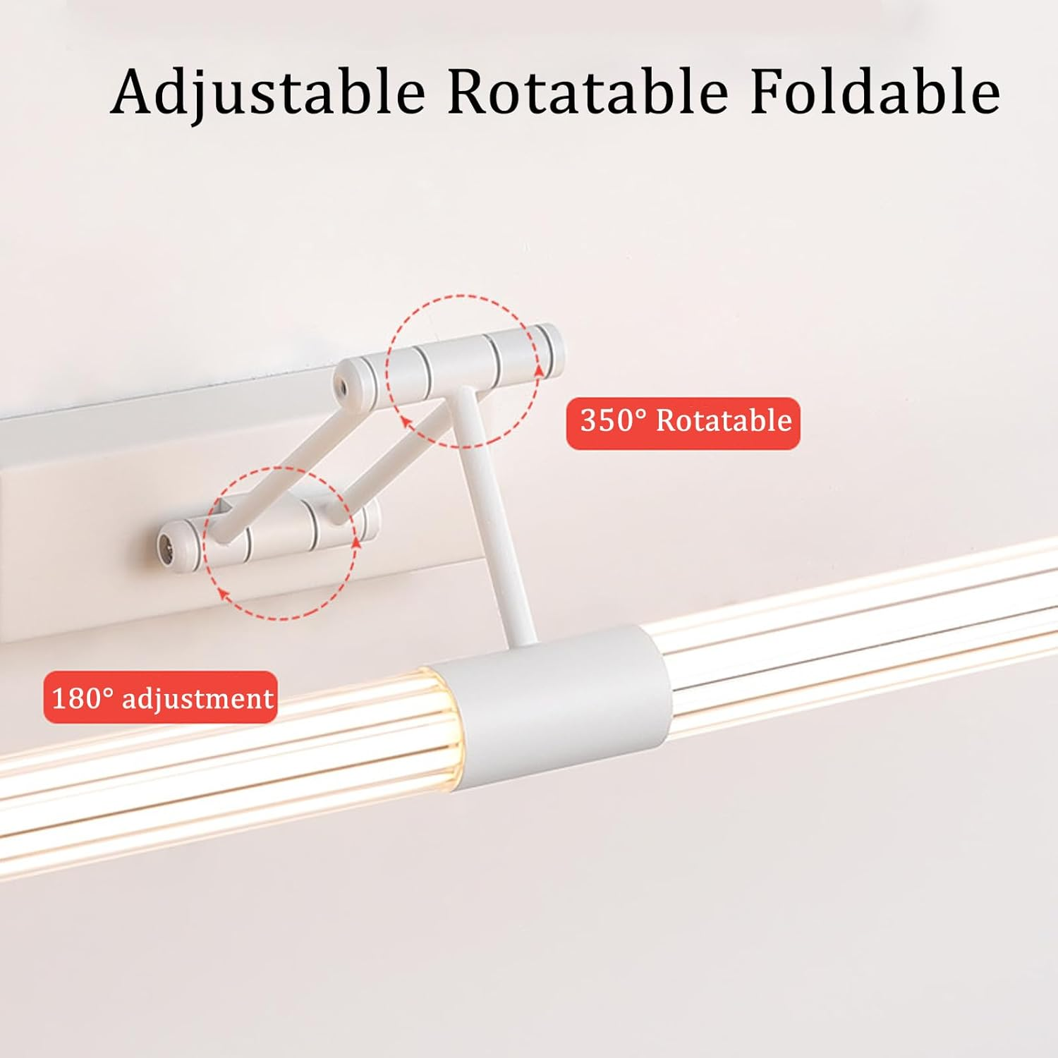 LED Bathroom Wall Light Mirror Lights Waterproof 350&deg; Rotate 180&deg; Adjustable Aluminum Wall Lamp above Mirror Wall Sconce Foldable for Hotel Restaurant Bedroom Natural Light (White,78Cm) XXZ image number 2