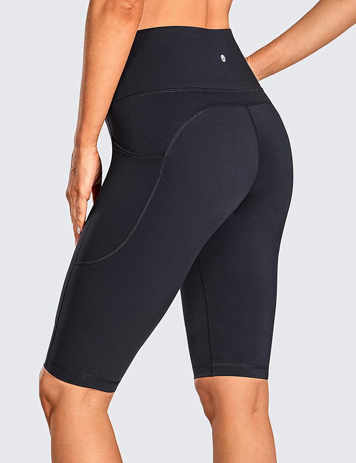 CRZ YOGA Women'S Naked Feeling High Waist Biker Shorts Workout Yoga Shorts Running Tights with Pockets -10 Inches image number 2