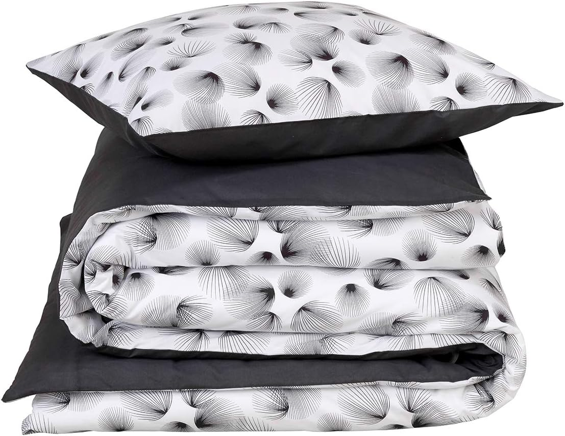 De Witte Lietaer Aileen Bedding Set: Duvet Cover and Pillowcase, Cotton, White/Black, 140 X 220 Cm image number 3