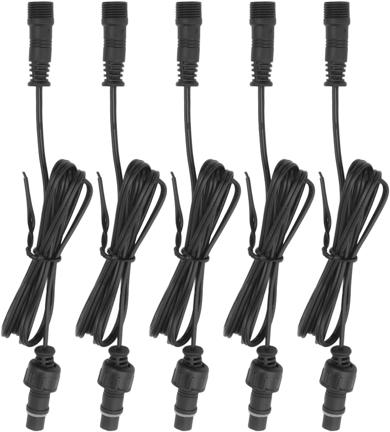 5 Pcs Deck Light Extension Cable, IP67 Waterproof 3.3Ft 2Pin Extension Cable Wire with Male and Female Connectors at Both Ends for Single Color LED Deck Light image number 1