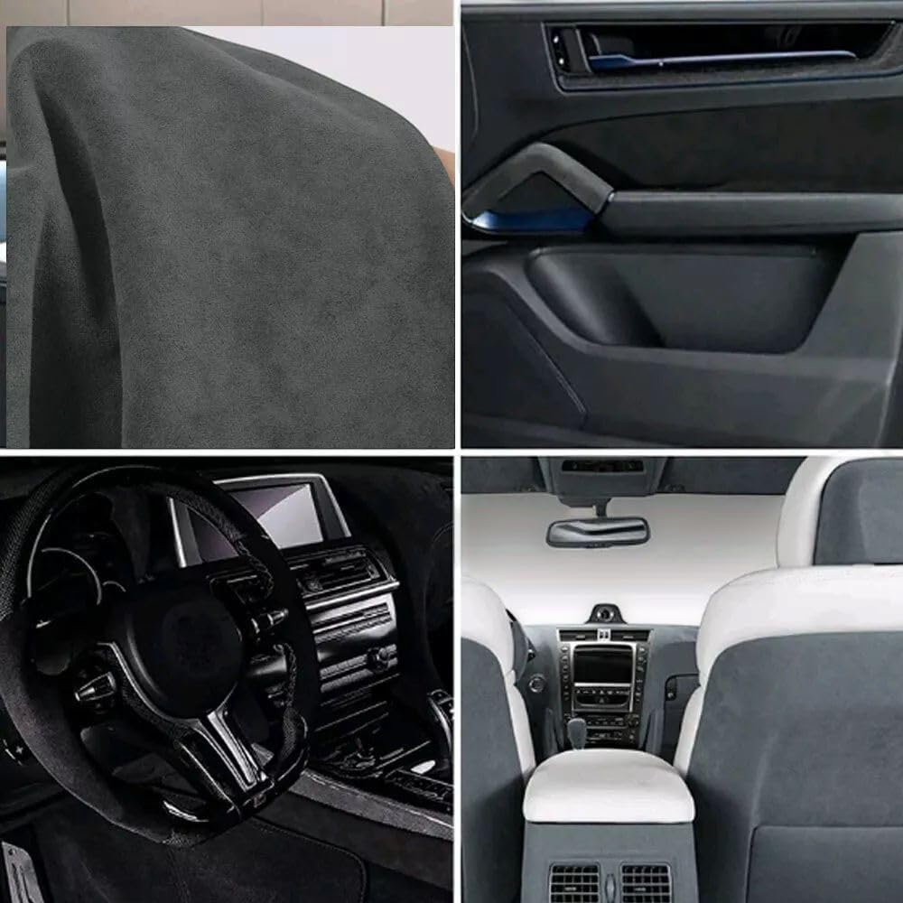 Self Adhesive Alcantara Style Warp (Black Colour) - Black Grey image number 2