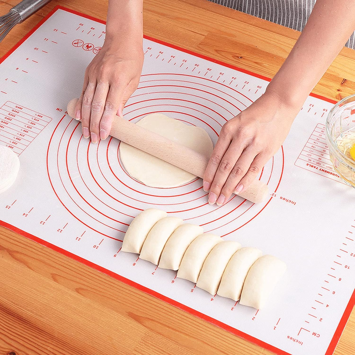 Silicone Pastry Mat Extra Thick Non Stick Baking Mat, Non Slip Baking Mat with Measurement, Fondant,Counter,Dough Rolling Mat, Oven Liner, Pie Crust Mat (50&times;40Cm) image number 2