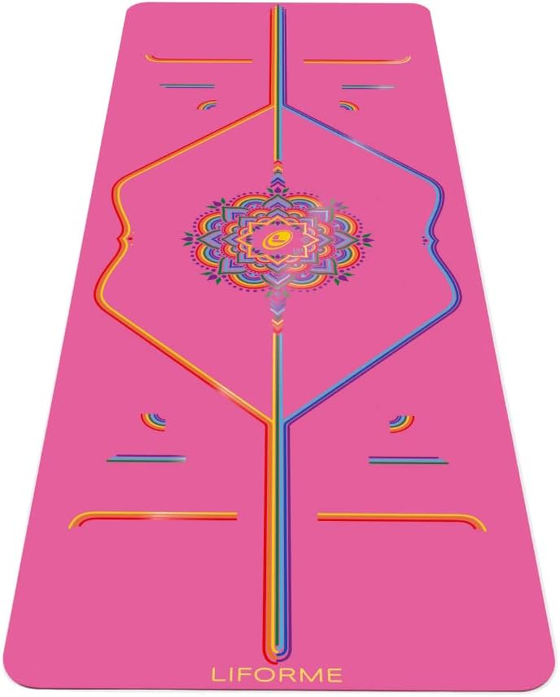Liforme Printed Yoga Mat Collection - Free Yoga Bag Included - Patented Alignment System, Warrior-Like Grip, Non-Slip, Eco-Friendly, Biodegradable, Sweat-Resistant, Long, Wide and Thick for Comfort
