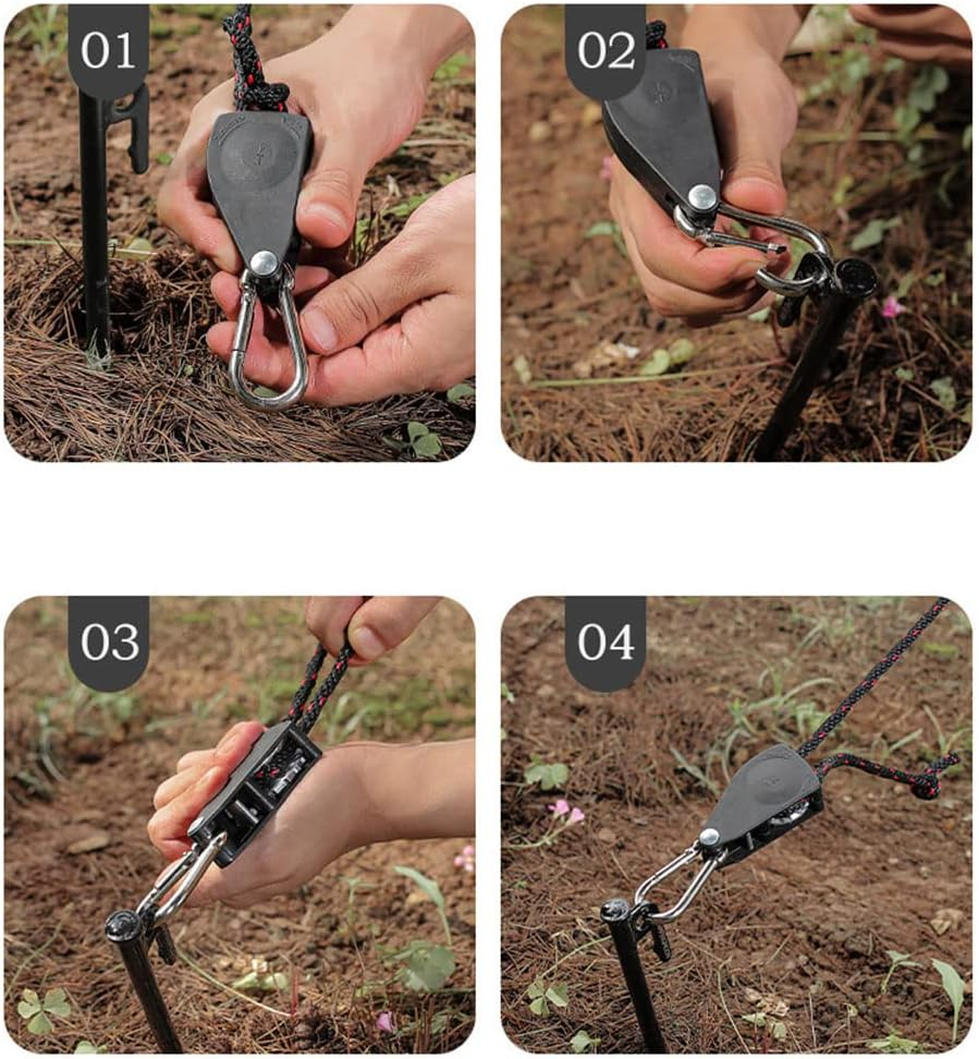 Heavy Duty Adjustable Grow Light Ratchet Rope Hanger for Grow Light Fixtures, Black（4Pcs） image number 6