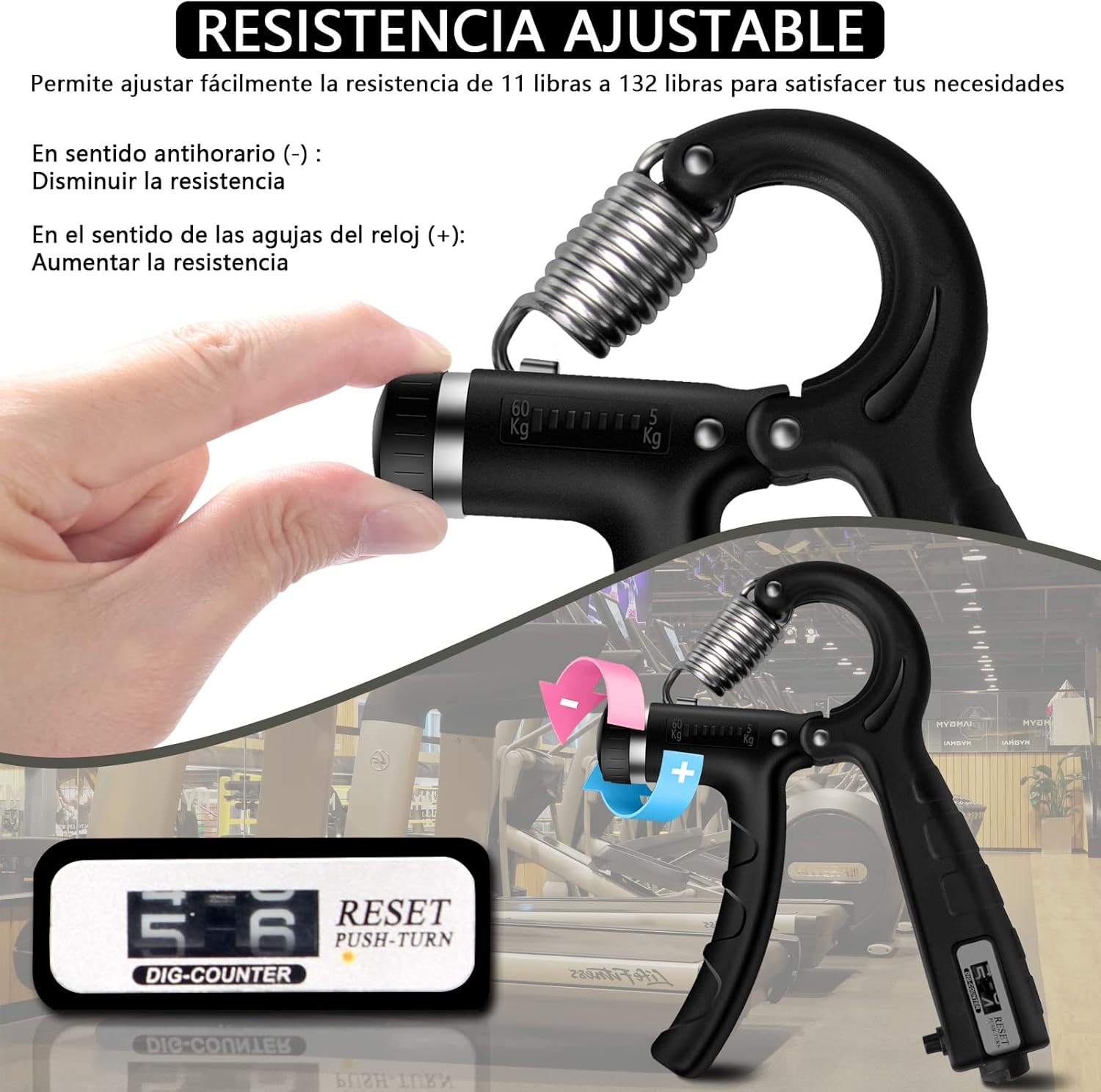 Spardar Electronic Counting Grip Strengthener with Double Spring, 5-165 Kg Adjustable Forearm Exerciser, Advanced Gripper for Strength/Recovery/Knuckle Training for Men and Women