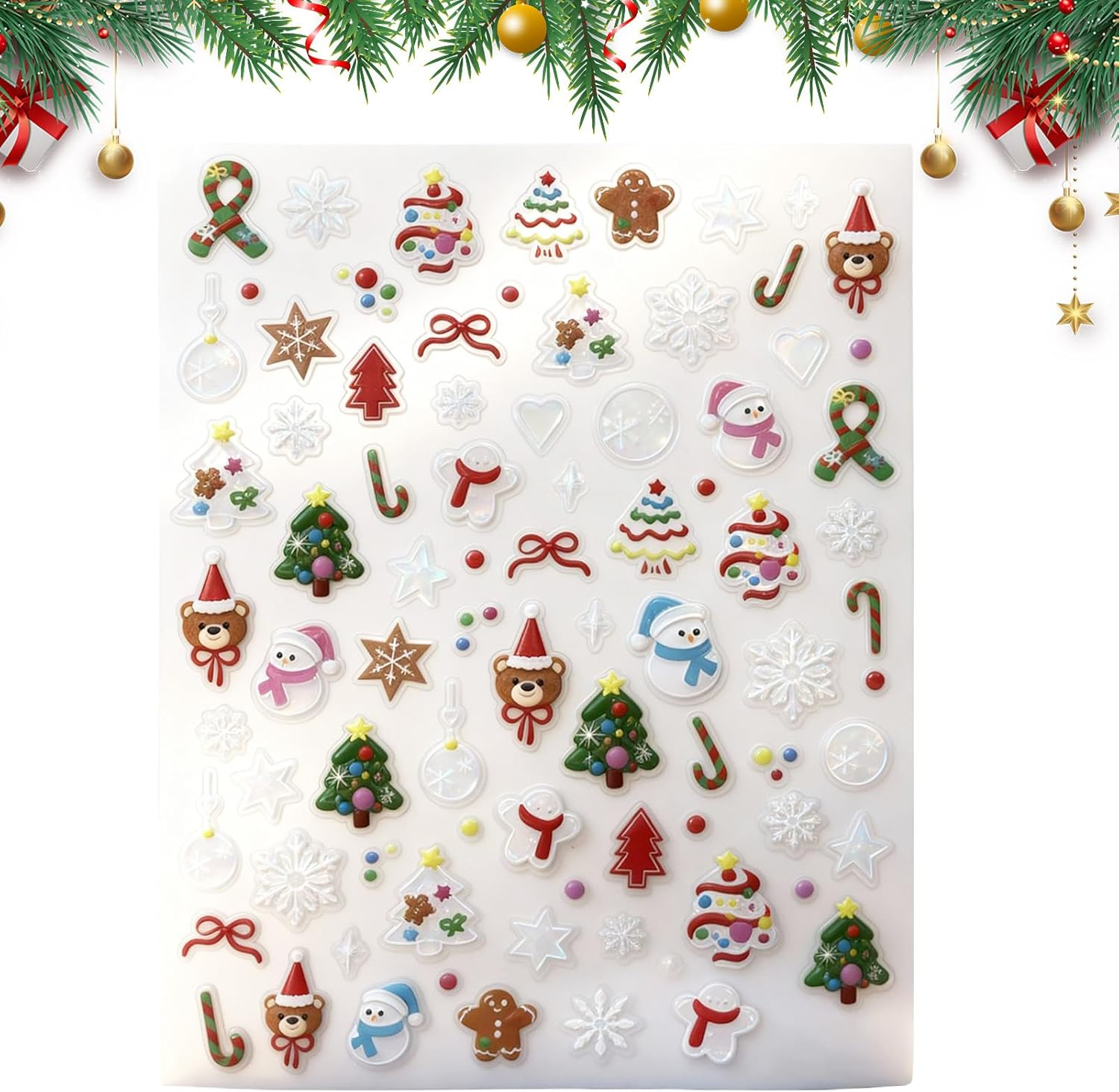 Furtryvl Winter Nail Stickers | 3D Christmas Art Decorations - Holiday Nail Decals | for Women Girls Kids Home Salon Studio Manicure Personal Care image number 6