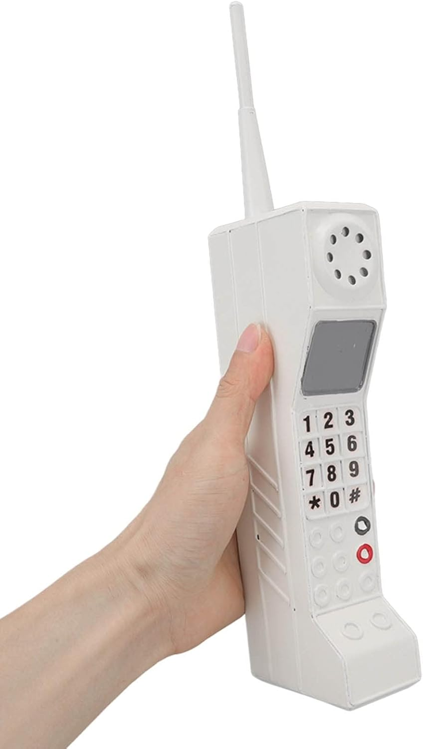 Gugxiom 90S Phone Prop, Cell Phone Ornament, Retro Brick Cell Phone Ornament, Retro Mobile Phone Model, for 80S 90S Party Decorations, for Home Living Room Decor Desktop Decoration (White)