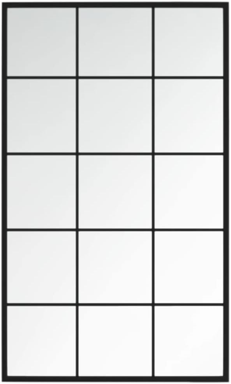 Vidaxl Wall Mirror, Black, 100X60Cm, Metal and Glass, Indoor Home Living Room Bathroom Bedroom, Vanity Makeup, Wall-Mounted, with Mounting Hooks image number 5