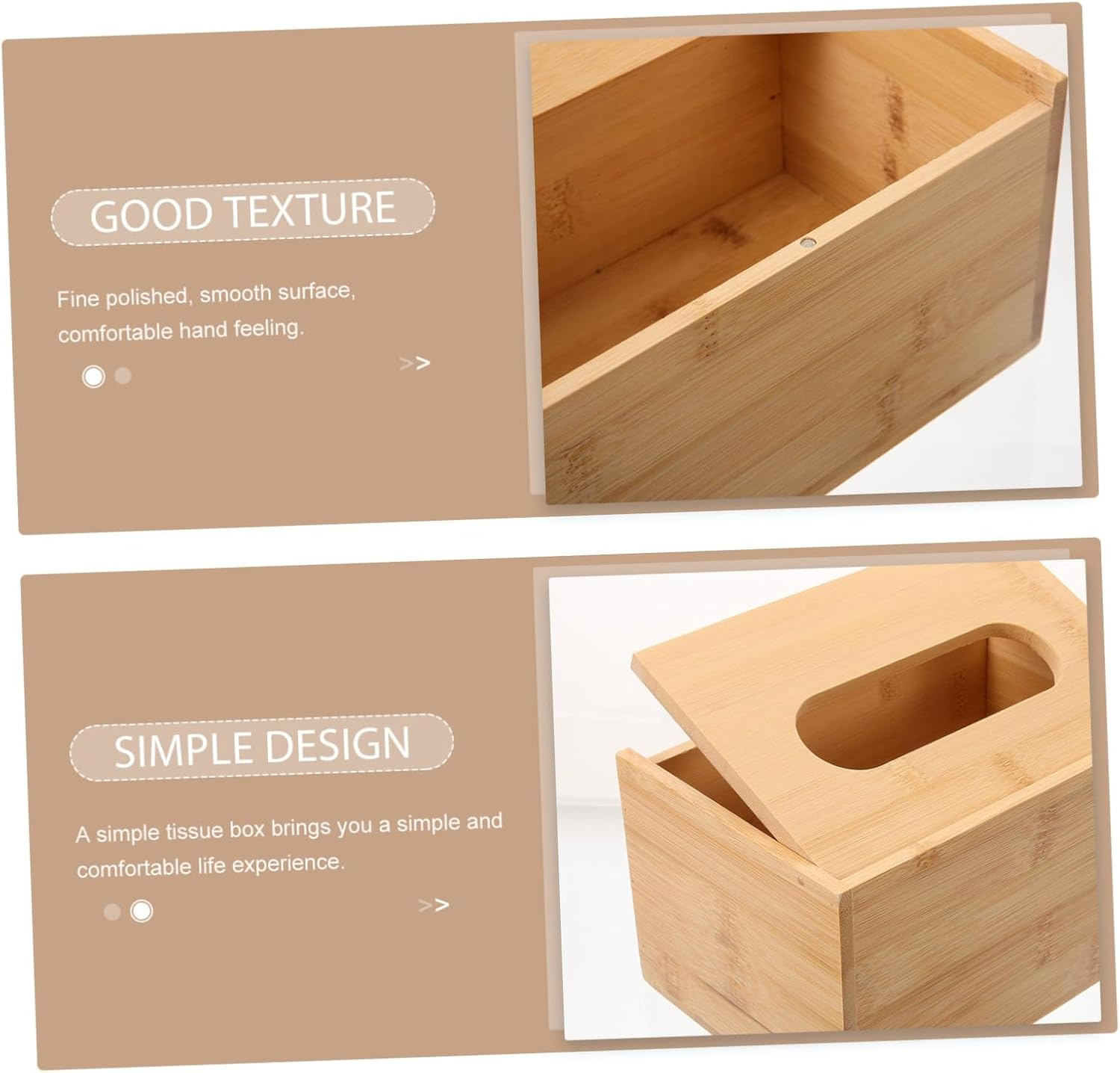 Luxshiny Bamboo Tissue Box Holder Reinforced Flip Lid 23.7X12X8.2Cm Large Wet Wipes Case Tissue Paper Storage Box for Home Office Bedroom image number 4