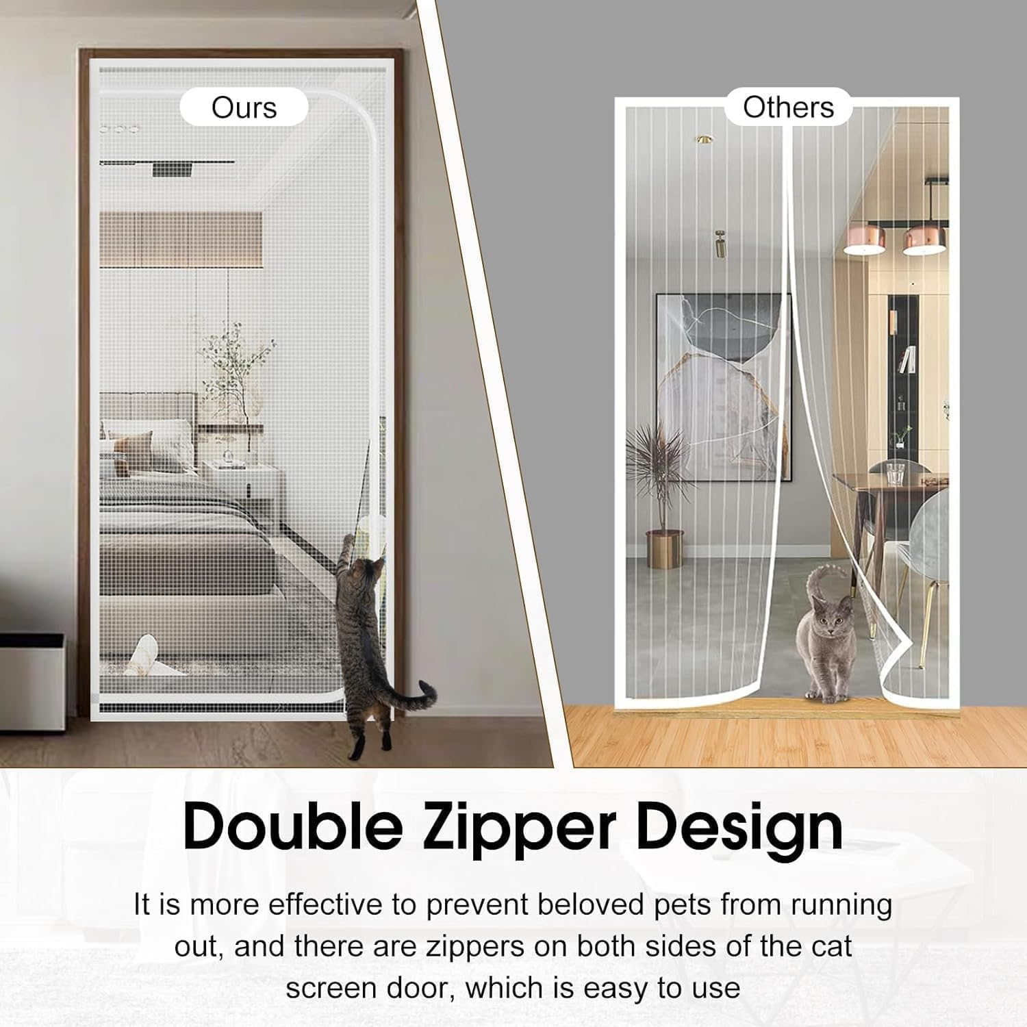 SOONHUA Pet Screen Door with Zipper for Living Room Kitchen Bedroom Patio Dog Cat Scratch Resistant image number 4