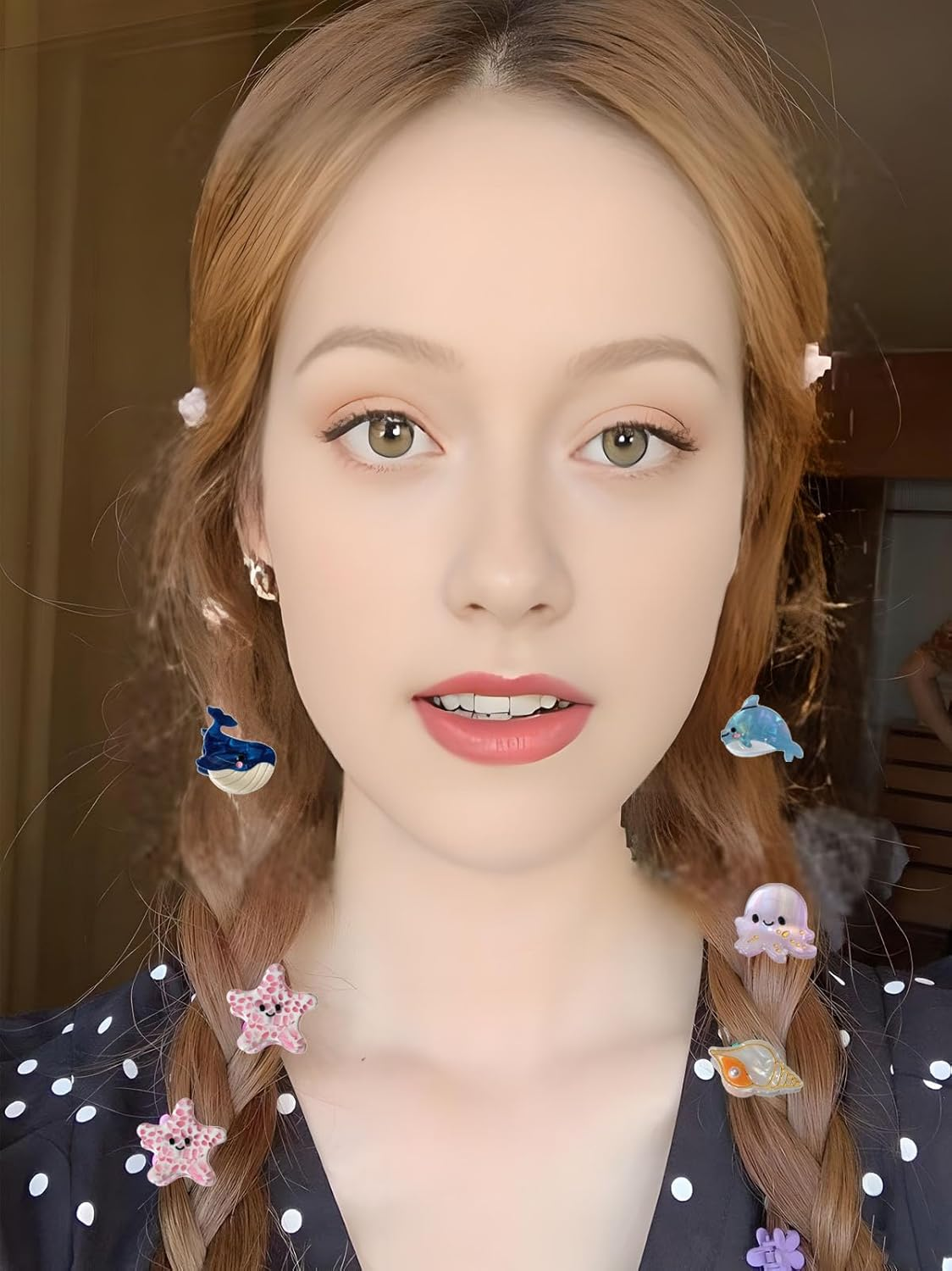 6PCS Sea Animals Small Hair Claw Clips for Women Girls Mini Ocean Hair Clip Hair Accessories with Sturdy Grip White Elephant Gifts