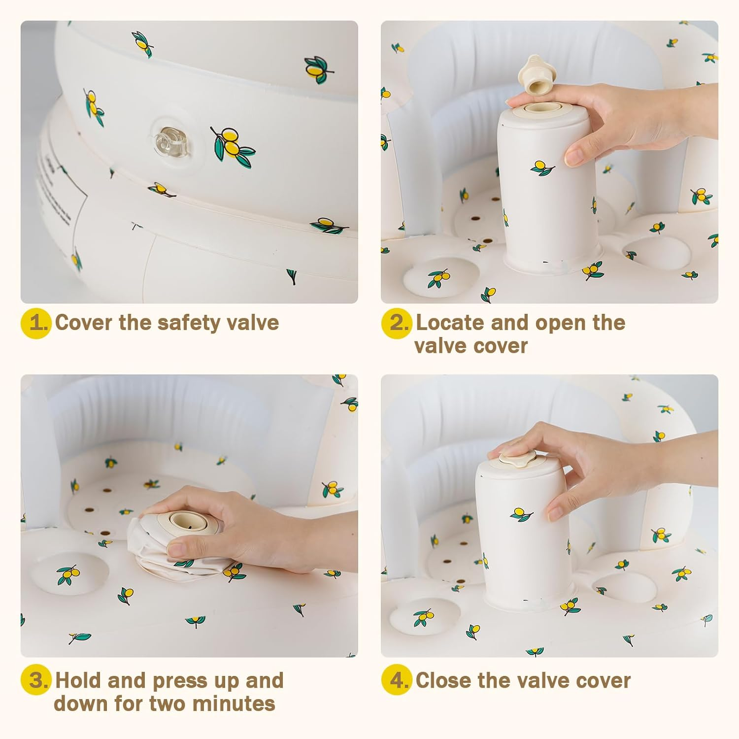 Inflatable Baby Chair for Babies 3 Months and Up, Baby Support Seat Summer Toddler Chair for Sitting Up, Baby Floor Seat with Built in Air Pump (Orange) image number 1