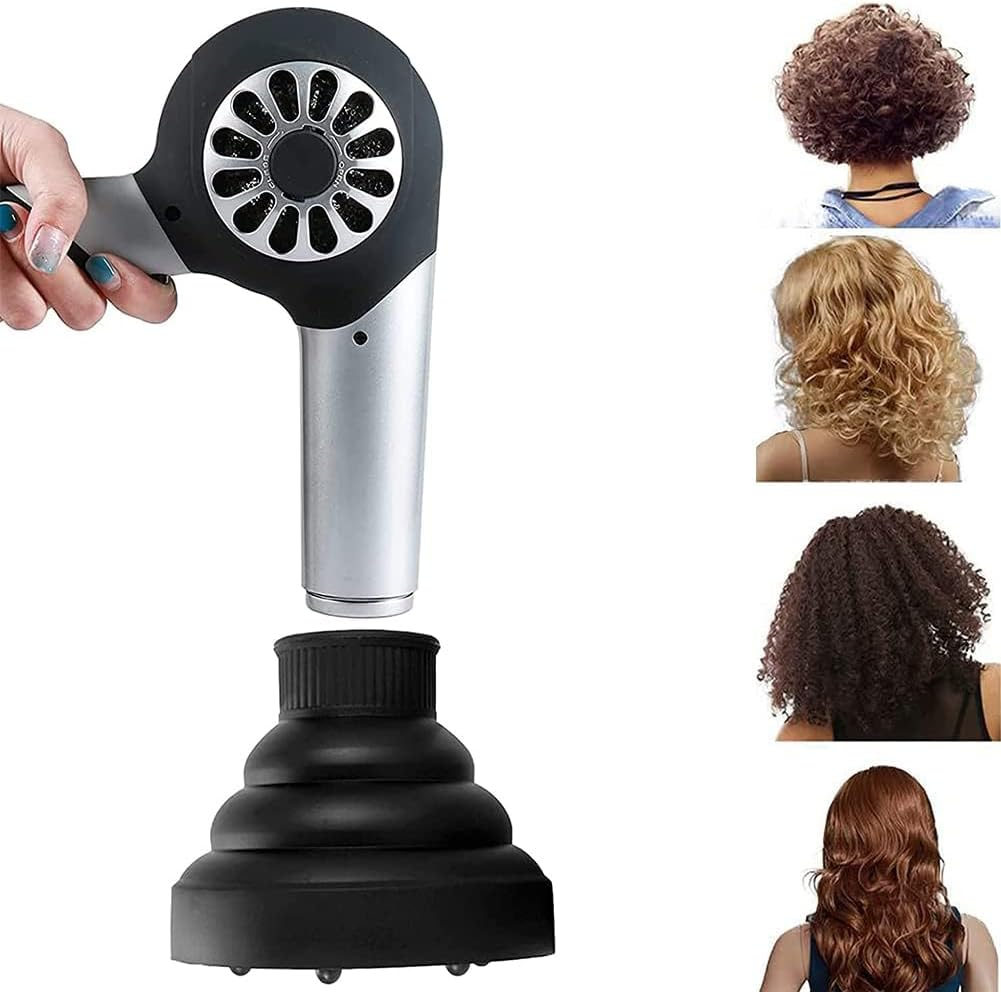 Hair Diffuser, Diffuser Hair Dryer, Diffuser Hair Dryer Attachment, with Silicone Adapter, Foldable Hair Dryer Diffuser Attachment for Curly or Wavy Hair Styling, Black image number 4
