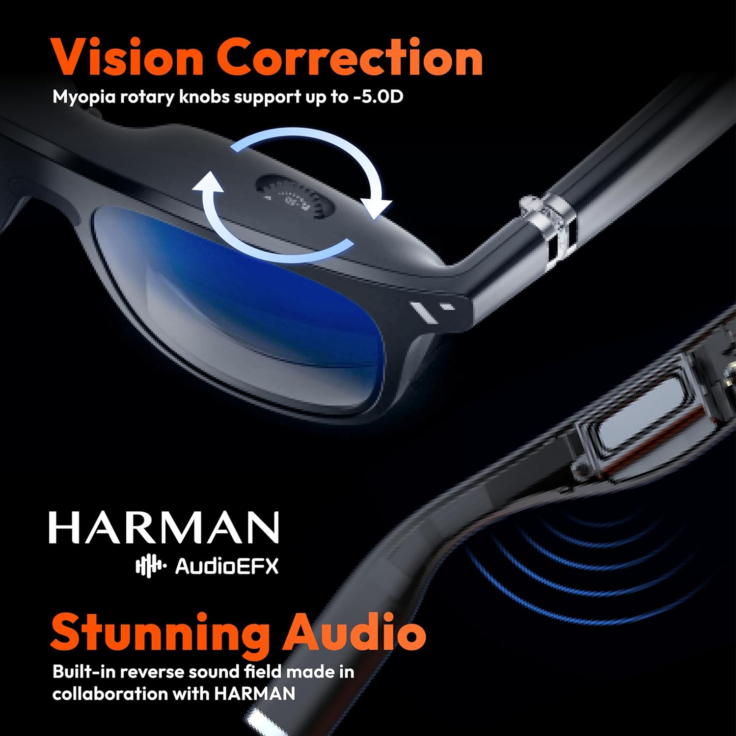 One Lite XR Glasses, 120" Full HD, Harman Sound, AR Glasses Fits Iphone 16/15 (Spatial Video Supported), Steam Deck/Rog Ally/Gaming Consoles/Pc/Android, Myopia Adjustments image number 5