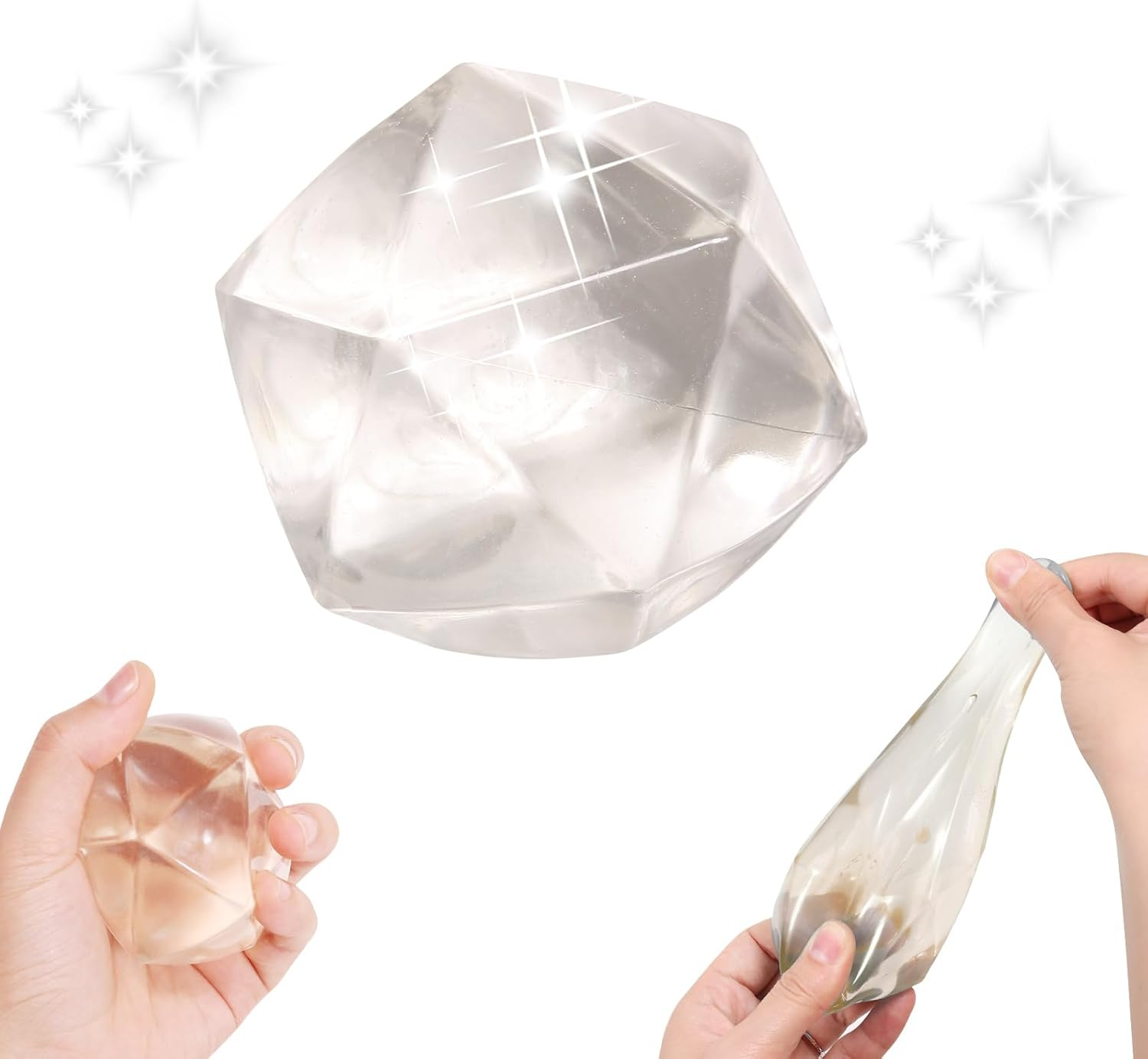 Stress Cube - Squishy Stress Balls-Sensory Fidget Toy for Your Best Mellow and Chill - Square Shape with Filling in Assorted Blue Pink Purple White - Age 3 to Adult - Pack of 1 (White) image number 1