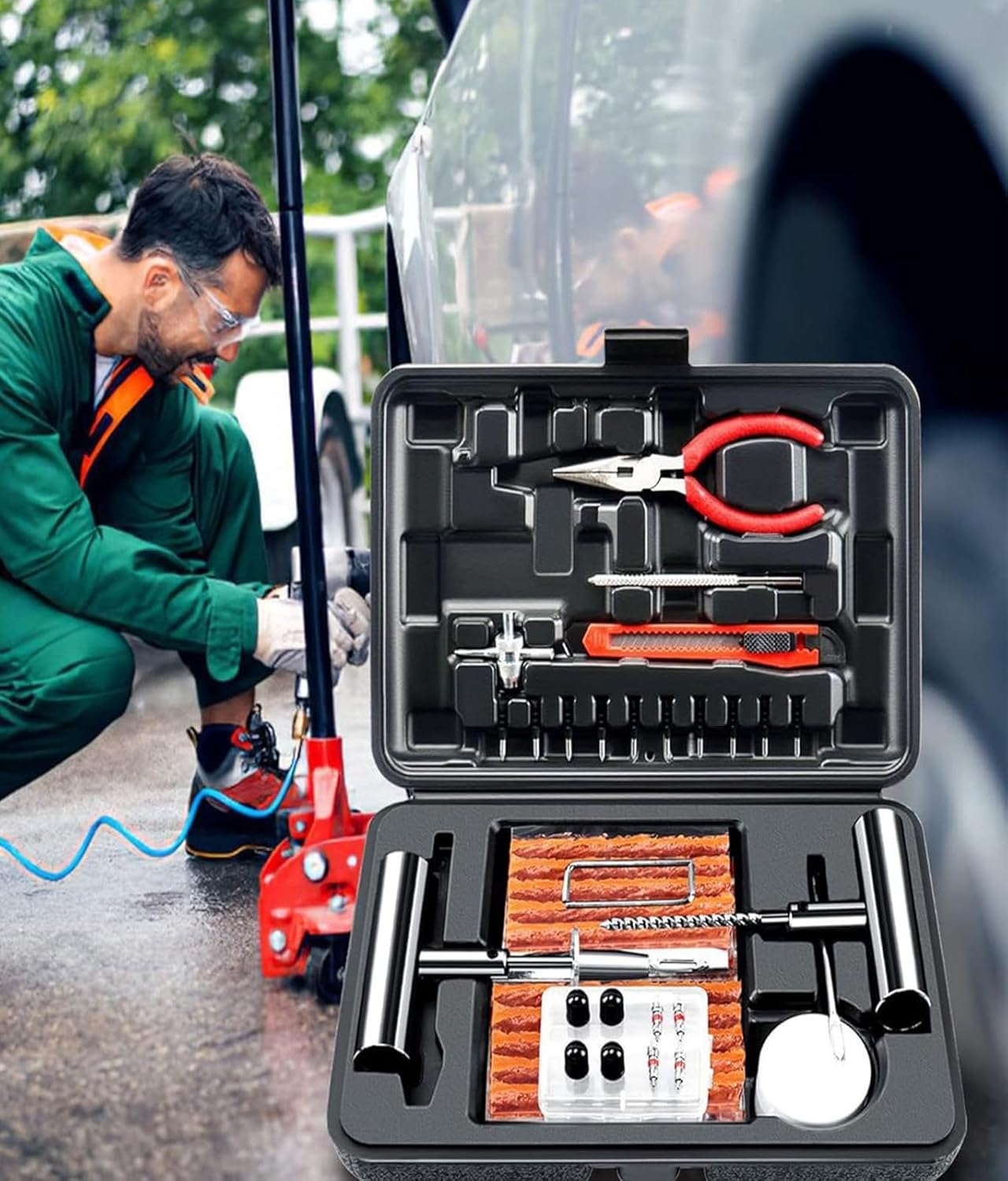 Tire Repair Kit, 140 PCS Professional Heavy Duty Tire Plug Kit,Universal Wheel Patch Kit to Fix Punctures and Plug Flats, Tire Repair Plugs Truck image number 3