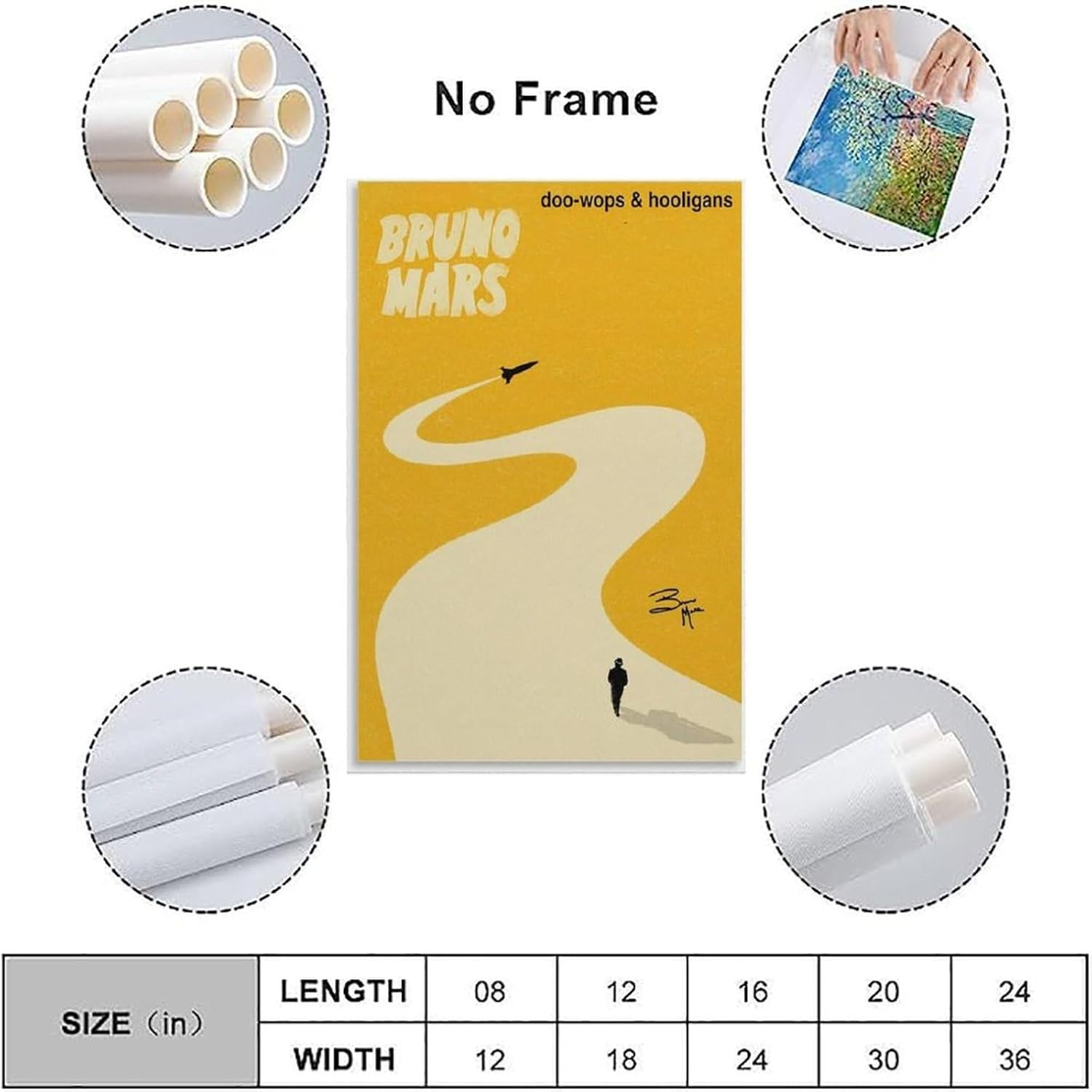 XSERWFE Bruno Mars Doo-Wops & Hooligans Music Album Art Personality Poster Canvas Poster Wall Art Decor Living Room Bedroom Decoration Posters 12X18Inch(30X45Cm) Unframe-Style image number 6
