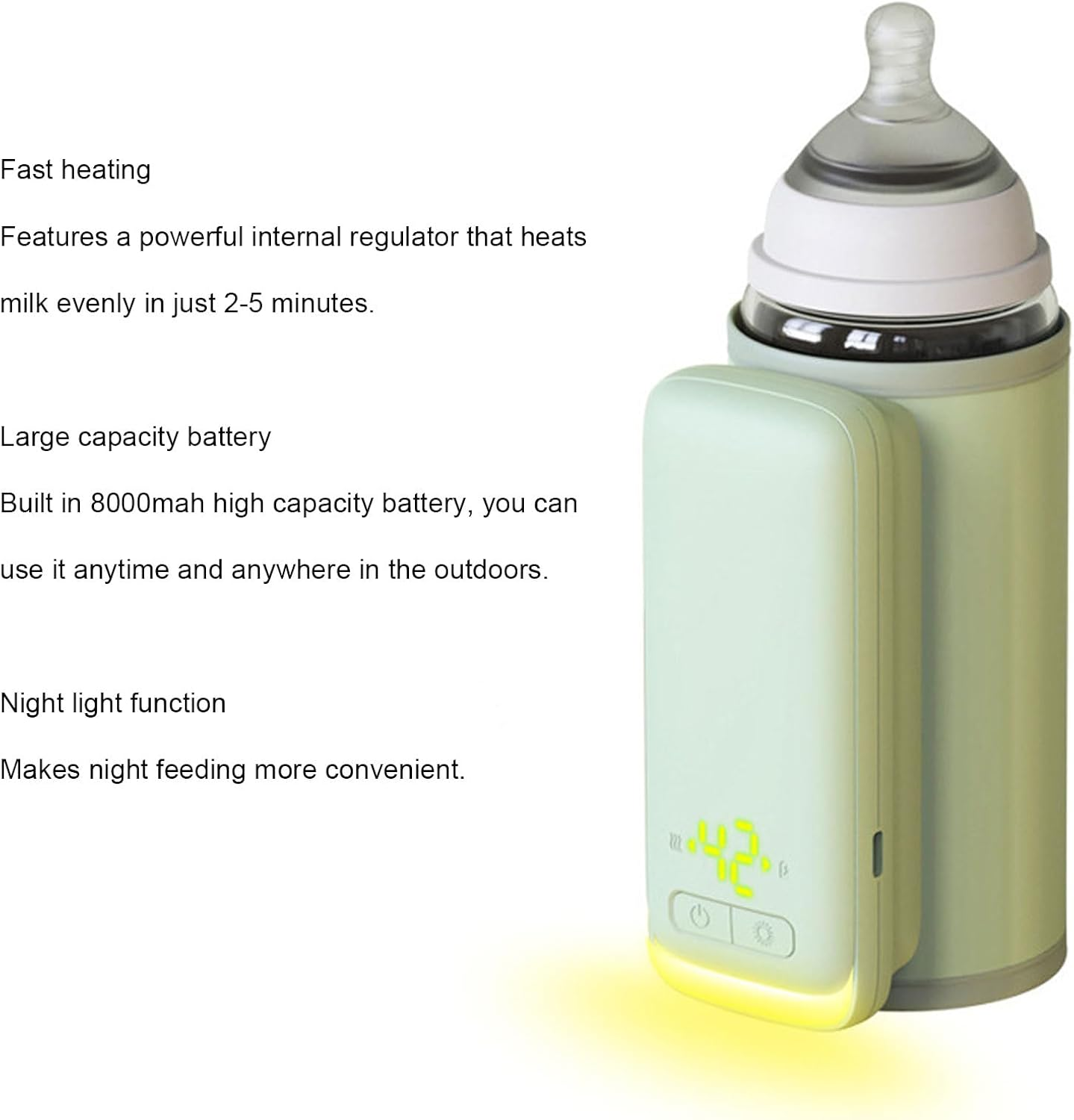 Portable Keep Bottle Warm, 55℃ Fast Heating Travel Baby Bottle Warmer, Constant Temperature Baby Milk Heat Keeper Cover for Outdoor Car Travel image number 6