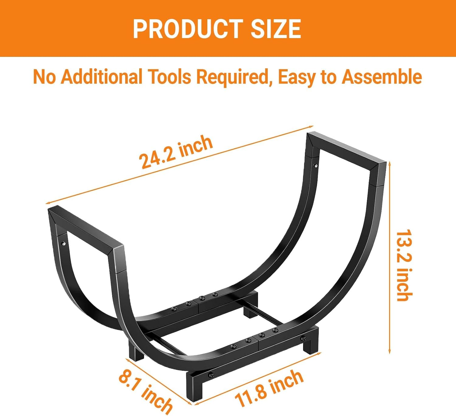 Firewood Rack Outdoor, Indoor Firewood Storage and Stable Log Holder, Firewood Rustproof Holder and Rustproof Metal Wood Rack for Fireplace Patio Deck Firepit image number 5