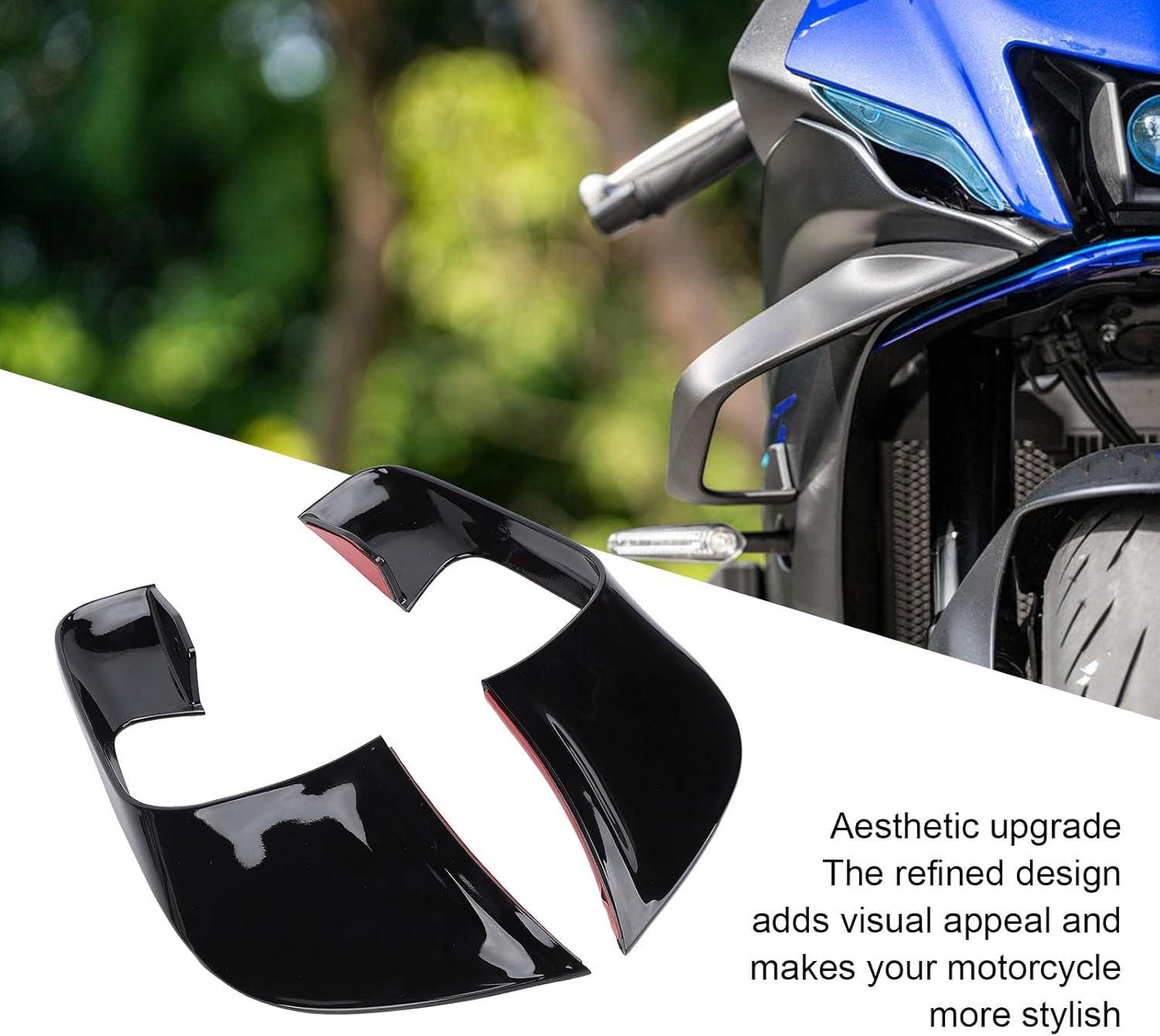 Motorcycle Fairing Side Winglets anti Skid Effect Design, Improved Stability and Maneuverability with Unique Shape for YZF R7 2020-2024, ABS Material (Black) image number 5