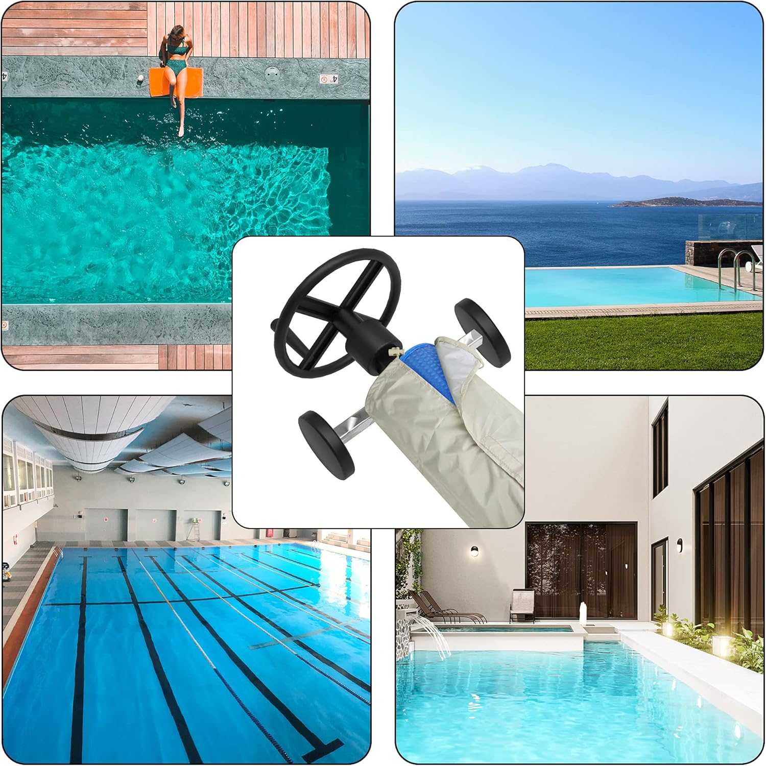 Codree Solar Reel Protective Cover for Pool up to 16 FT Wide, Waterproof Pool Reel Cover Solar Blanket Cover for above Ground and Inground Pools image number 6
