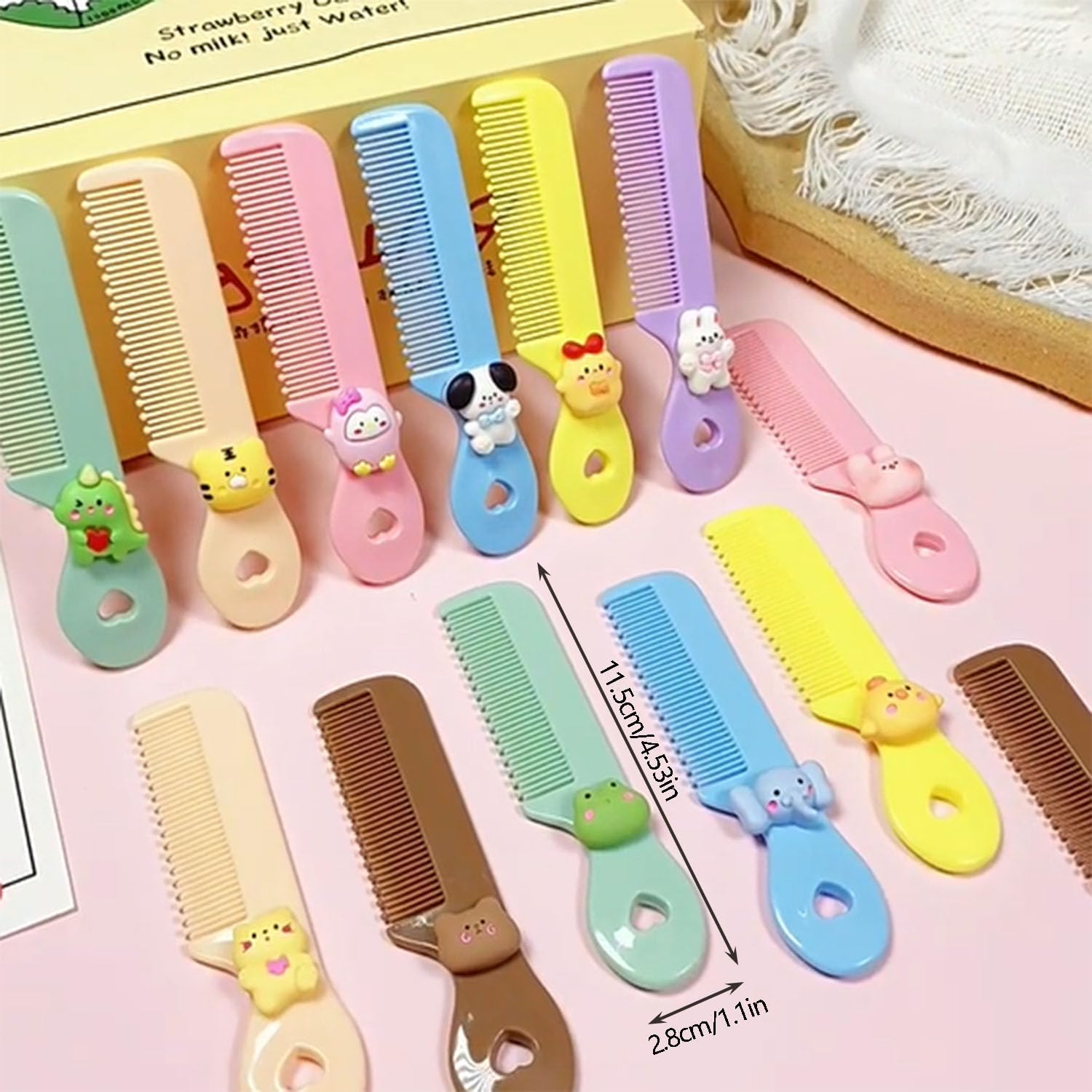 Taicols 6 Pack Baby Hair Combs Set - Newborn Comb for Girls & Boys, Anti-Knot Pain-Free Wide Tooth Baby Combs for Wet/Dry/Curly Hair, Toddler Hair Brush Kit with Animal Shapes, Cartoon Portable (B) image number 1