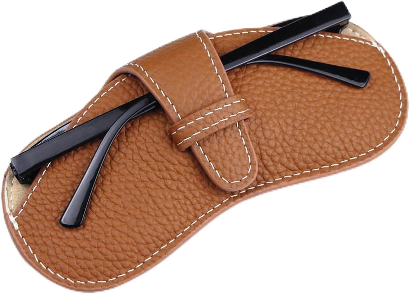 Xlihdzum 1 PCS Portable Soft Genuine Leather Glasses Case, Slim Travel Sunglasses Pouch,Glasses Case for Most Glasses - Durable Soft Sunglasses Case for Men Women