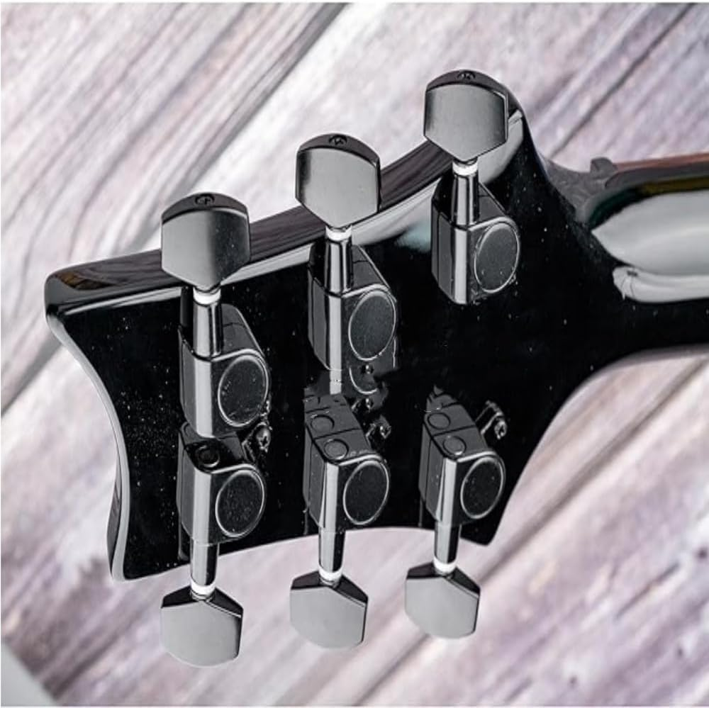 Jindizi 6 Pieces Semi-Closed Guitar String Tuning Pegs Tuner Machine Heads Knobs Tuning Keys for Acoustic or Electric Guitar（3L+3R /Black) image number 2