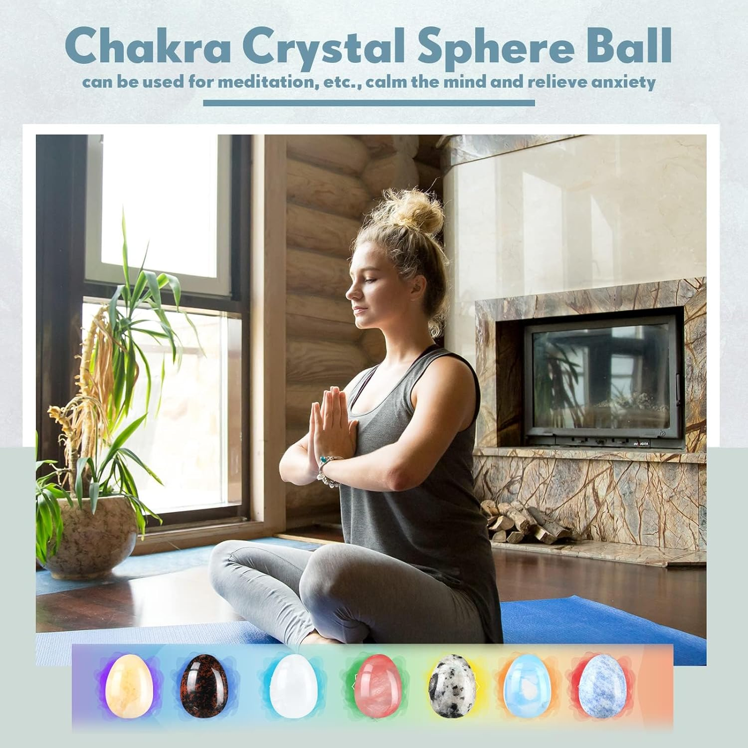 30 Pieces Worry Stones Egg Rock Crystal Gemstone Polished Mineral Rock Egg Stones Pocket Palm Chakra Crystal for Anxiety Relief Meditation Reiki Balancing Easter Decor(Classic Color) image number 6