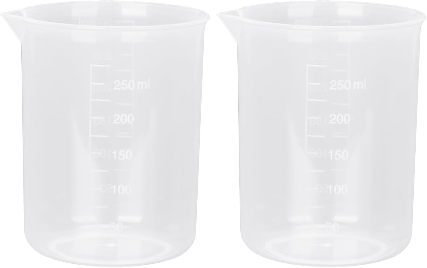 2 Pack Plastic Measuring Jugs, Transparent Lab Graduated Beakers, Heat Resistant Measuring Mixing Cups Set, Multipurpose Cooking Baking Liquid Measure Tool (250 Ml+250 Ml) image number 5