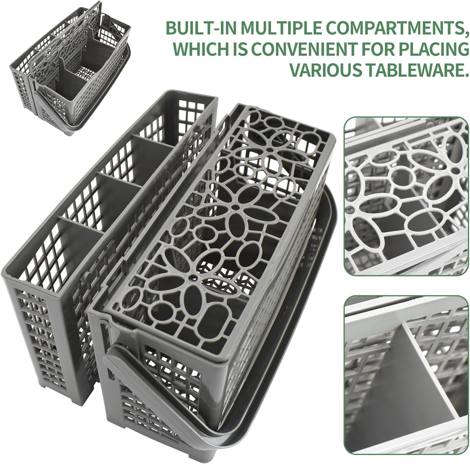 Qinghong 2 in 1 Universal Dishwasher Replacement Cutlery Basket Utensil Basket Utensil Basket with Handle image number 5