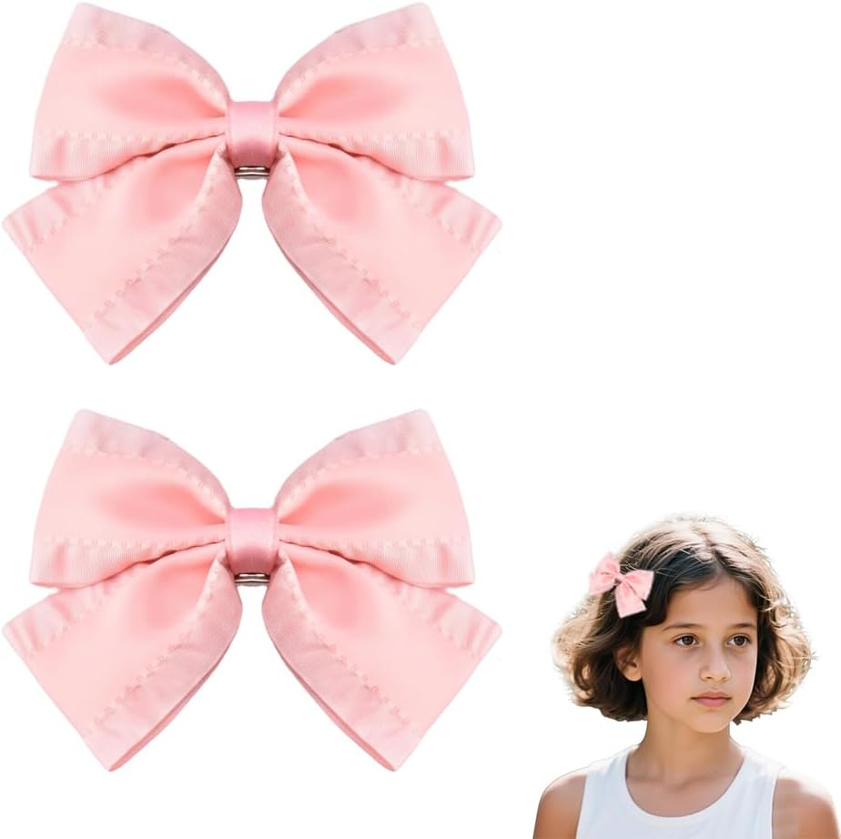 4 Inch Emerald Green Hair Bows with Ruffle Edge Cute Satin Bowknot Alligator Clips Hairpins Cute Ruffled Green School Cheer Bow Clips St Patricks Day Christmas Bows Hair Accessories for Girls 2 PCS