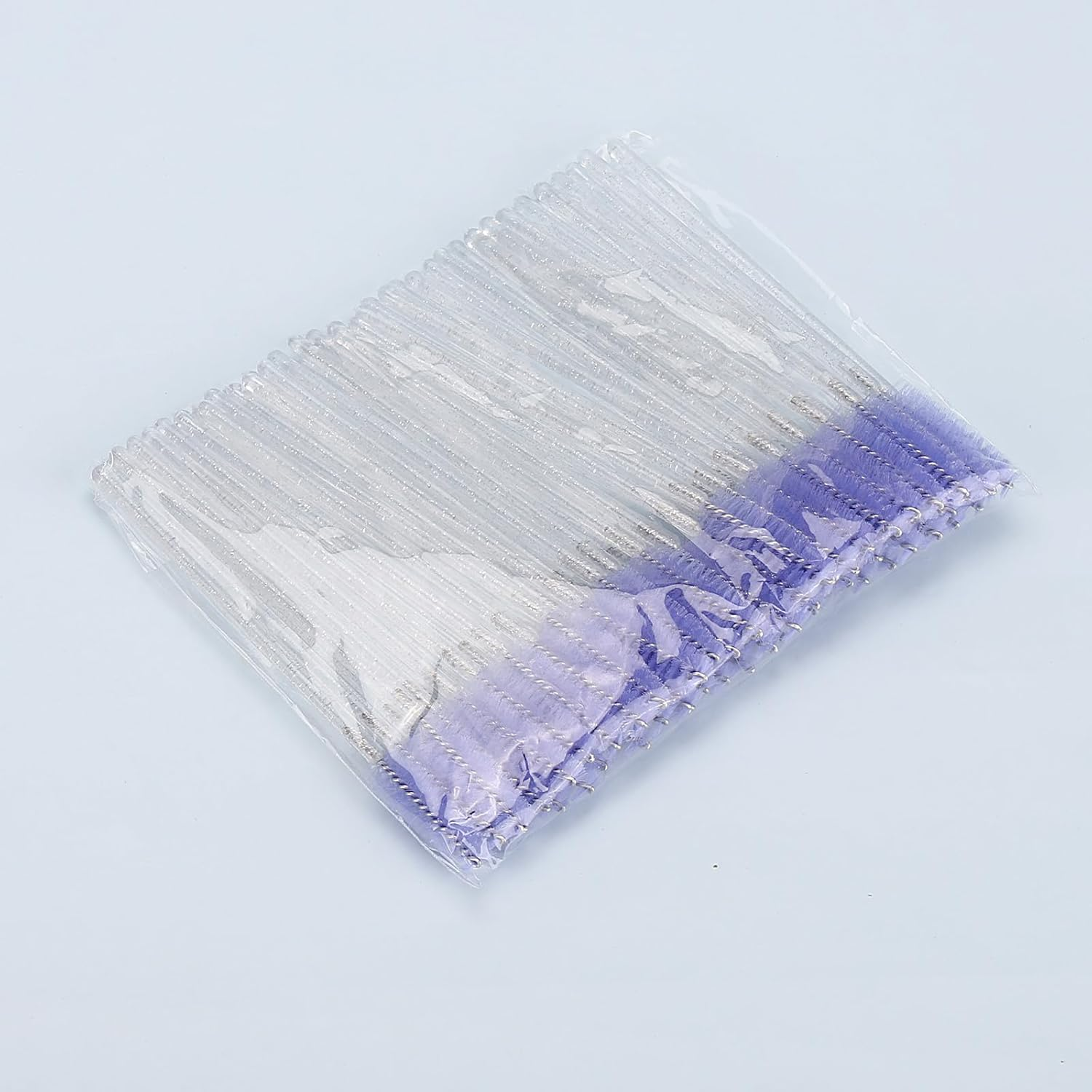 Tbestmax 50 Pcs Disposable Mascara Wands, Crystal Eyebrow Spoolies Brush for Eyelash Extensions, Eye Lash and Makeup Brush - Light Purple image number 4