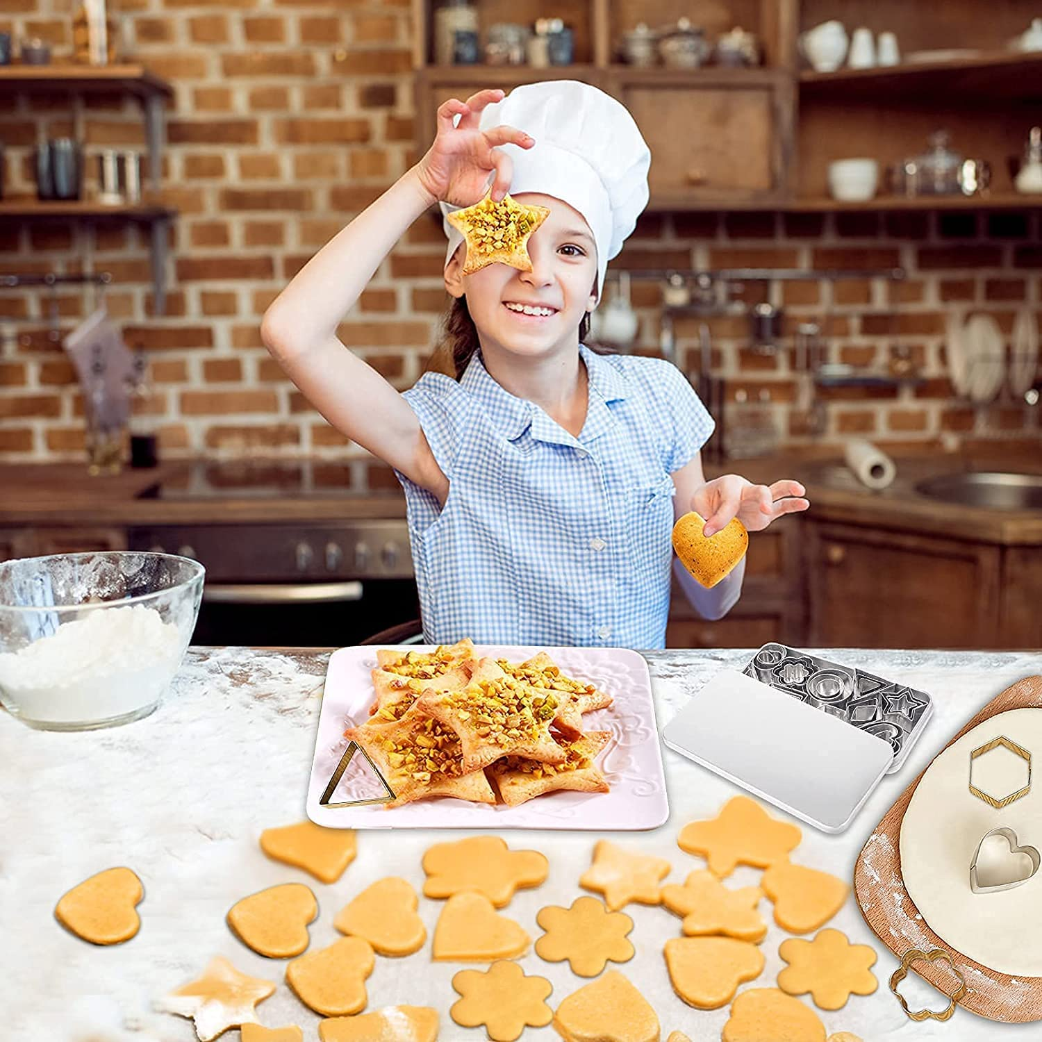 30-Piece Mini Cookie Cutter Set, Star, Flower, Heart, Oval Shapes, Stainless Steel, Dishwasher Safe image number 2