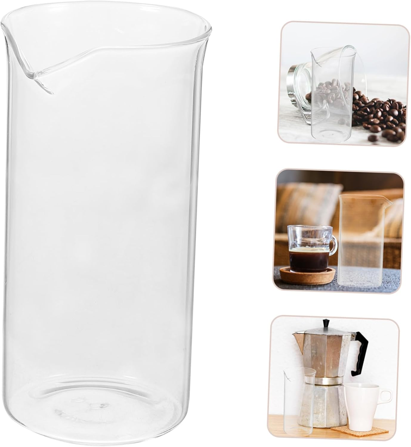 MOLUCKFU Coffee Press Replacement Mug 350Ml Glass Beaker with Handle and Filter Screen Cafetiere 6 Cup Espresso Coffee Pot Beaker for Home and Office Brewing