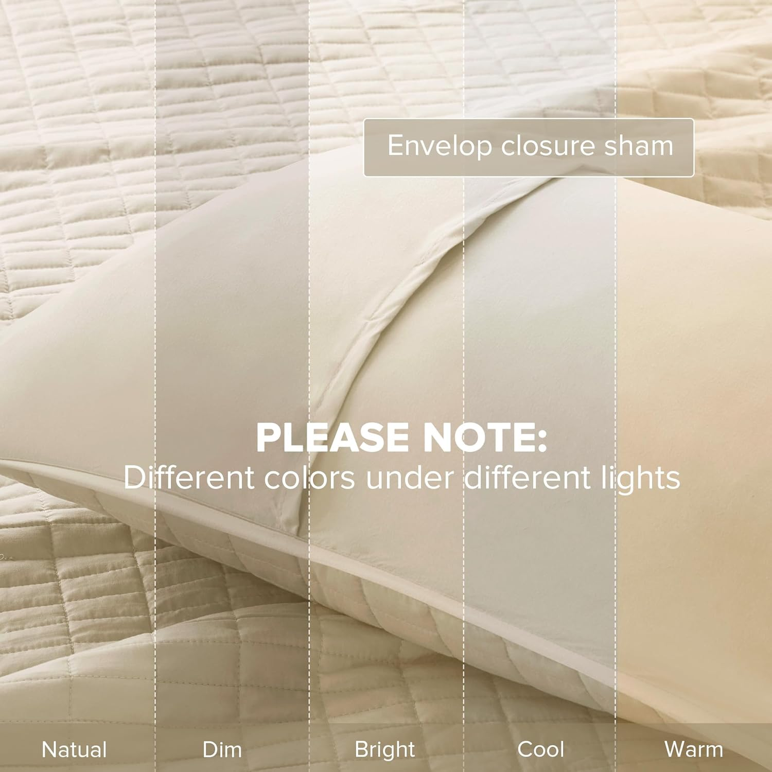 Comfort Spaces Kienna Quilt Set-Luxury Double Sided Stitching Design Summer Blanket, Lightweight, Soft, All Season Bedding Layer, Matching Sham, Ivory, Coverlet Twin/Twin Xl(66"X90") 2 Piece image number 7