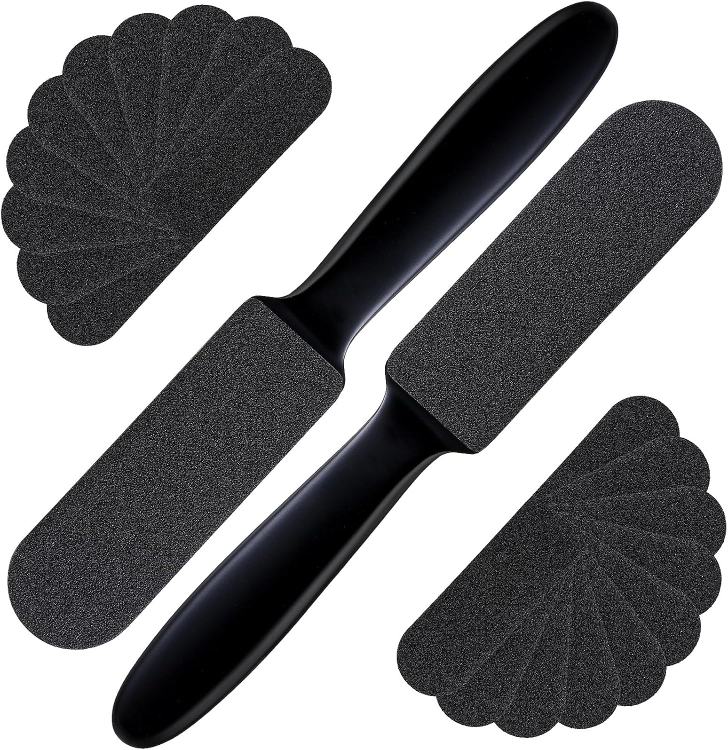 Mudder 2 Pieces Stainless Steel Pedicure Foot File Callus Remover Foot Scrubber Rasp with 20 Replaceable Coarse/Fine Double Side Reusable Pads for Care Cracked Skin Callus Remover Tool(Silver)