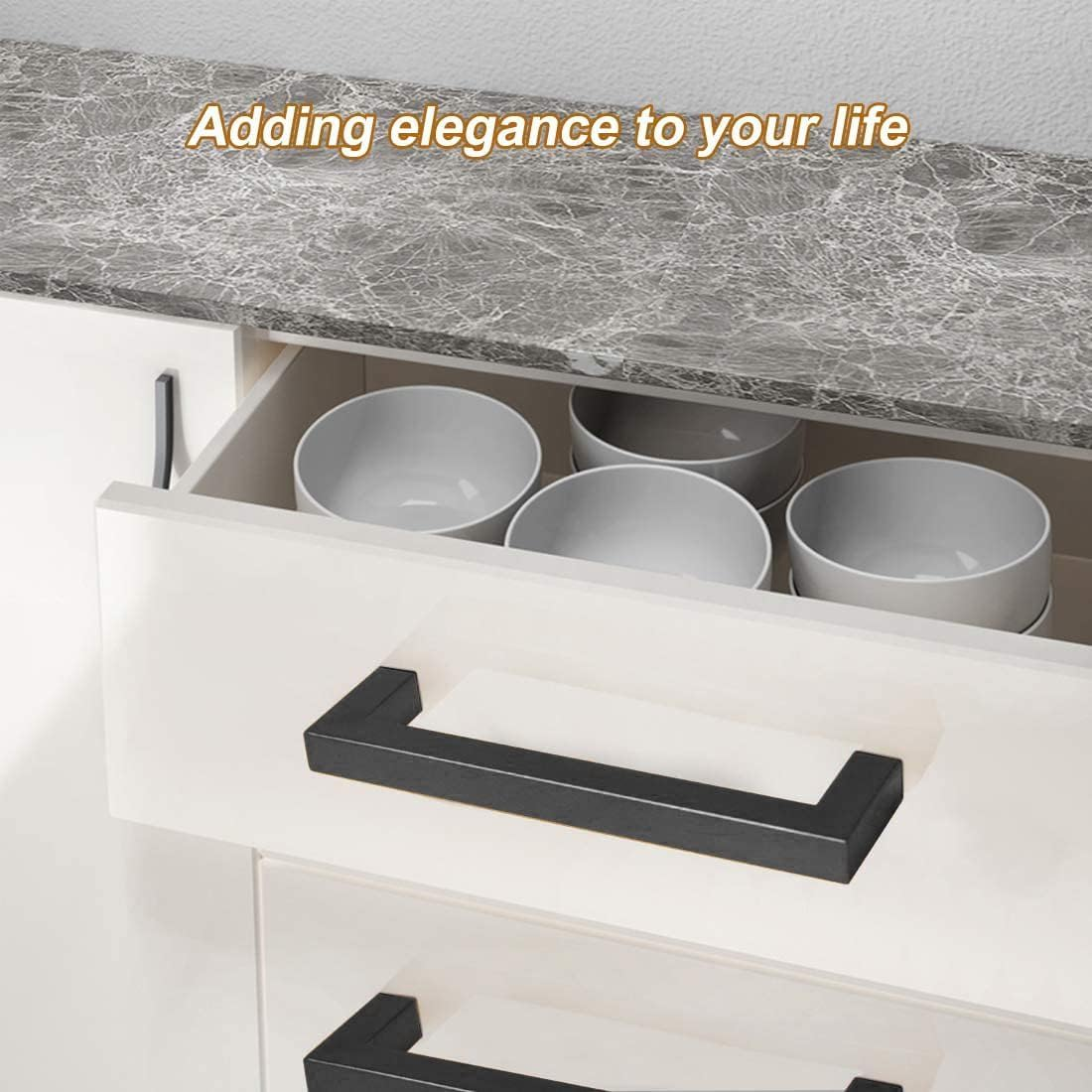 Fiabgum 5 Inch Drawer Handles Kitchen Cabinet Handles Black Drawer Pulls Kitchen Cabinet Hardware Kitchen Handles Matte Black Cabinet Pull,10Pcs Furniture Handles Black 128 Mm image number 5