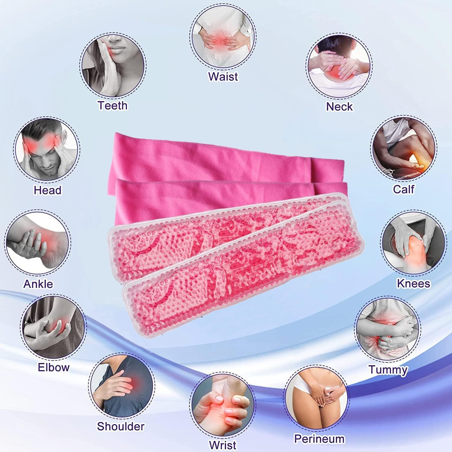 Perineal Cooling Pad, Reusable Perineal Cooling Pad for Postpartum & Hemorrhoid Pain Relief, Hot & Cold Packs for Women after Pregnancy and Delivery, 2 Ice Pack and 2 Cover(Pink) image number 2