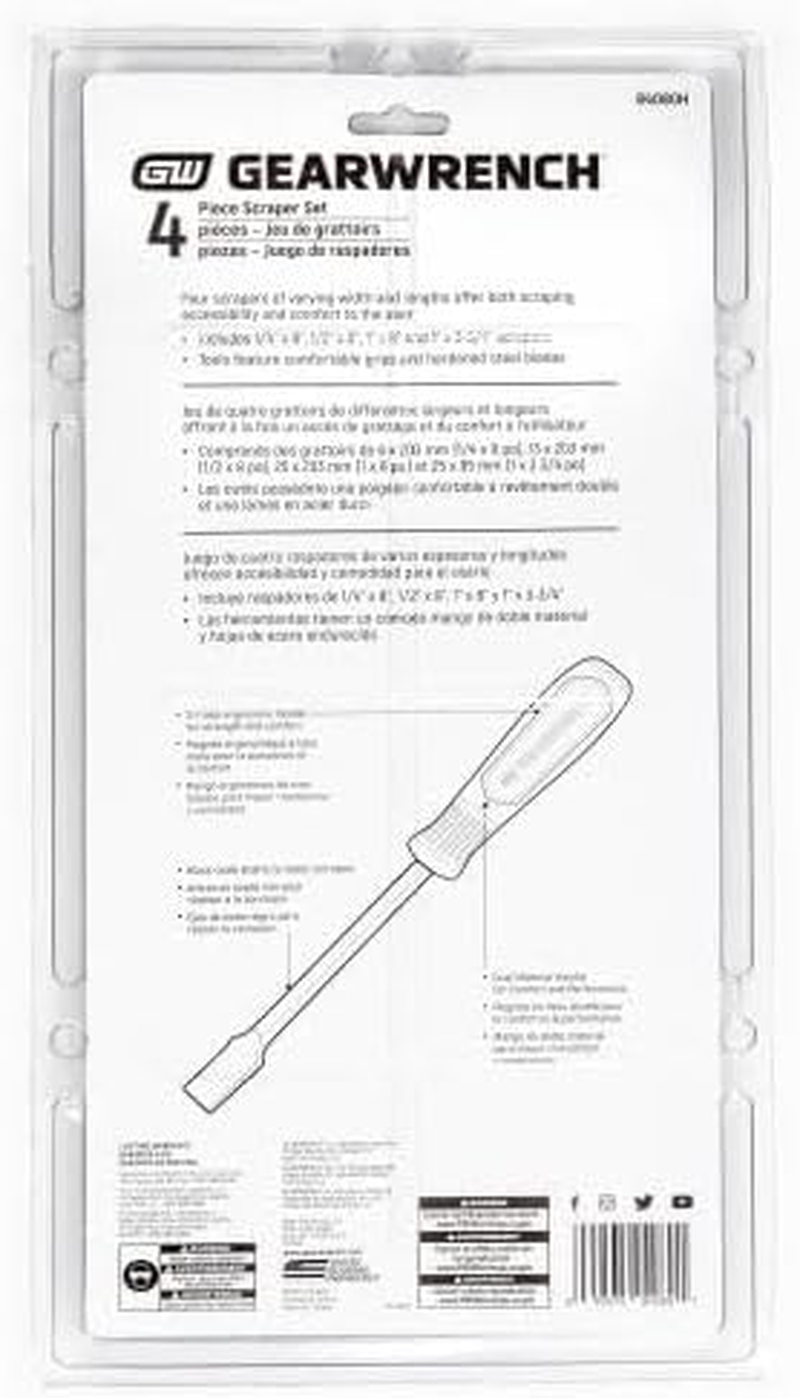 Gearwrench 84080H Dual Material Wide Scraper Set, 4 Pieces