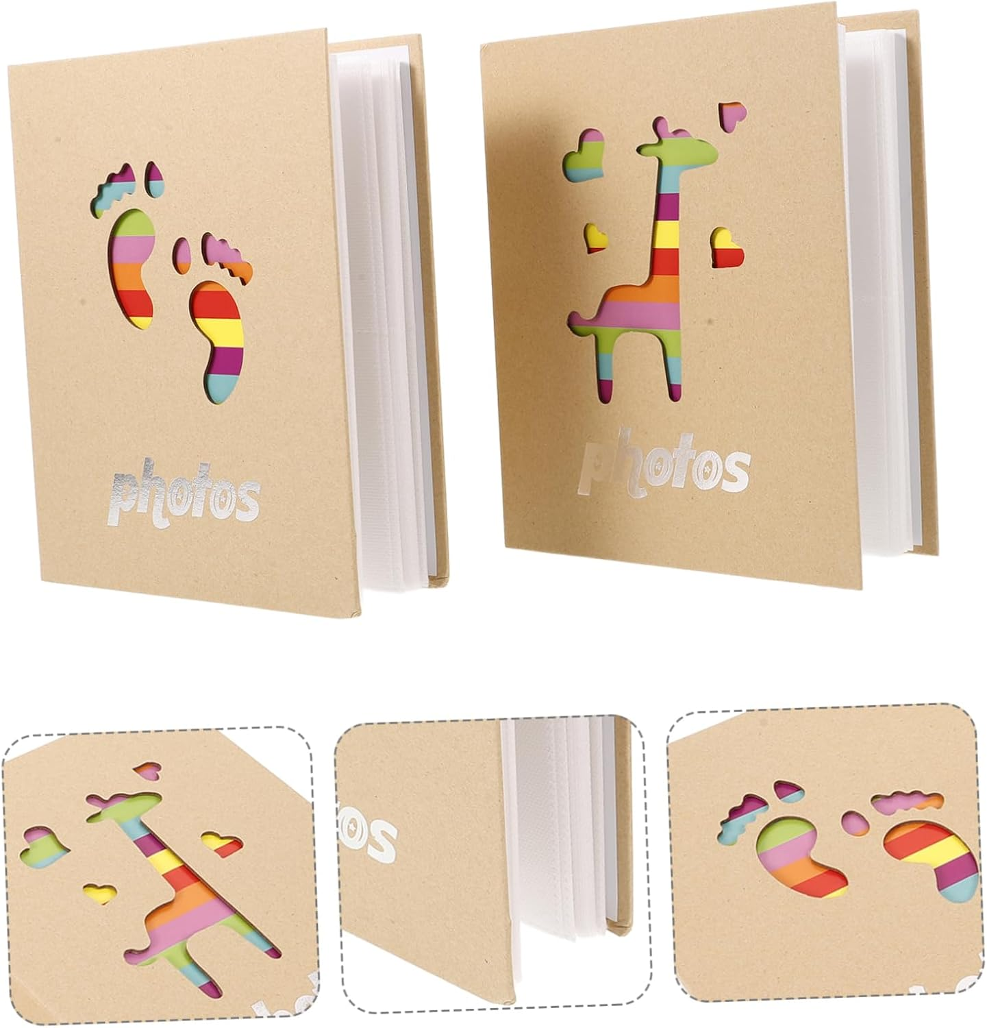2Pcs Cute Photo Album Keepsake with Giraffe for Storing Photos Cards and Small Keepsakes for Family Friends and Special Occasions image number 2