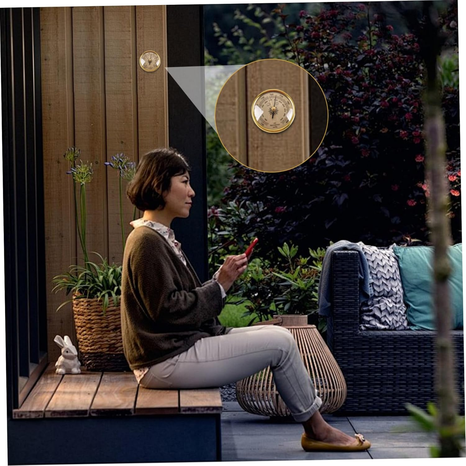 Barometer Adjustable 3In Barometric Pressure Gauge Clear Scaled Weather Barometer with Hanging Hole Portable Barometer for Indoor Outdoor Wall Fishing image number 3