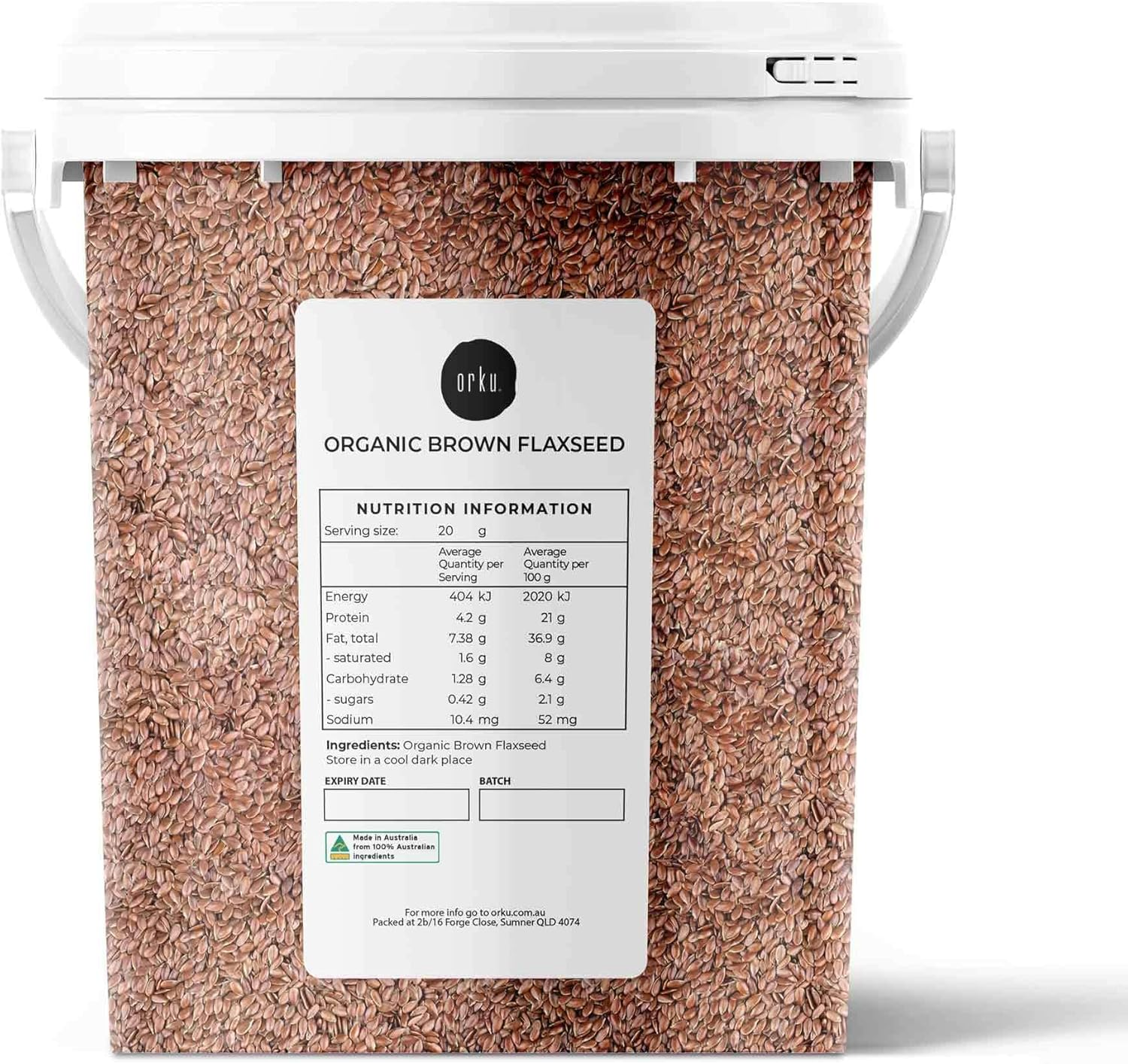 Organic Brown Linseed Flaxseed Tubs Whole Flax Seed No GMO Omega3 6 Fibre (800G) image number 1