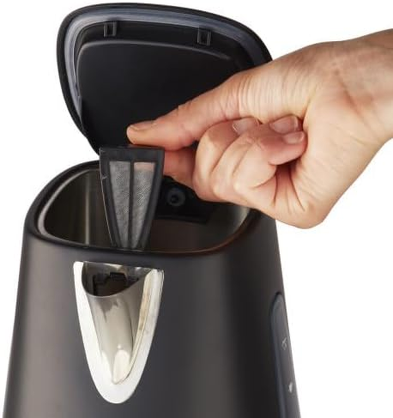 Russell Hobbs RHK92BLK, Brooklyn Kettle, 1.7L, Quiet Boil Technology, Blue Light Illumination, Swivel Base, Removable Anti-Scale Filter, Black - Black image number 4