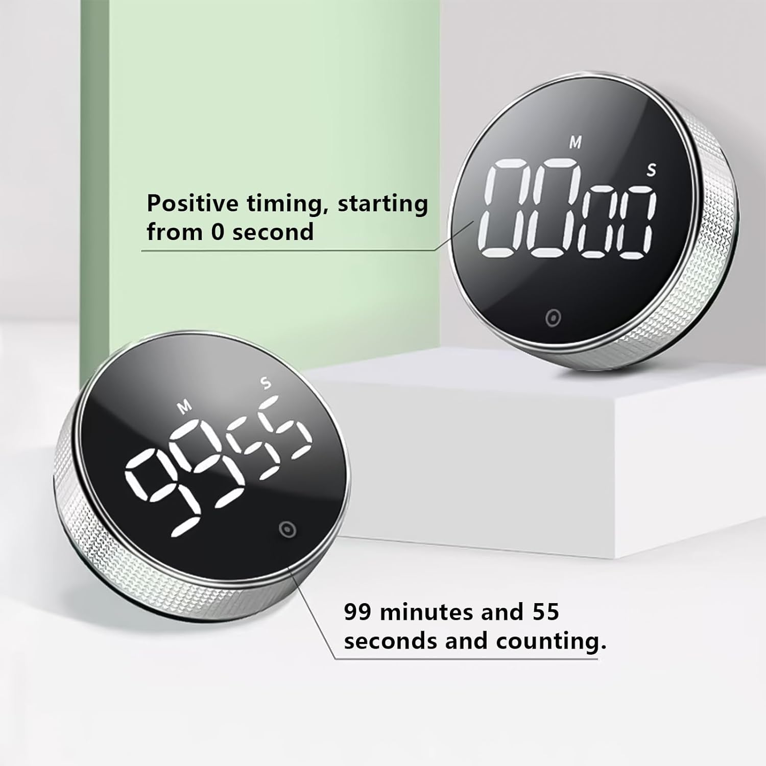Magnetic Digital Kitchen Timer with LED Display, 3-Level Volume Adjustable Shower Timer, Portable Accurate Countdown Twist Timer for Cooking Studying Teaching Classroom Gym Office image number 1