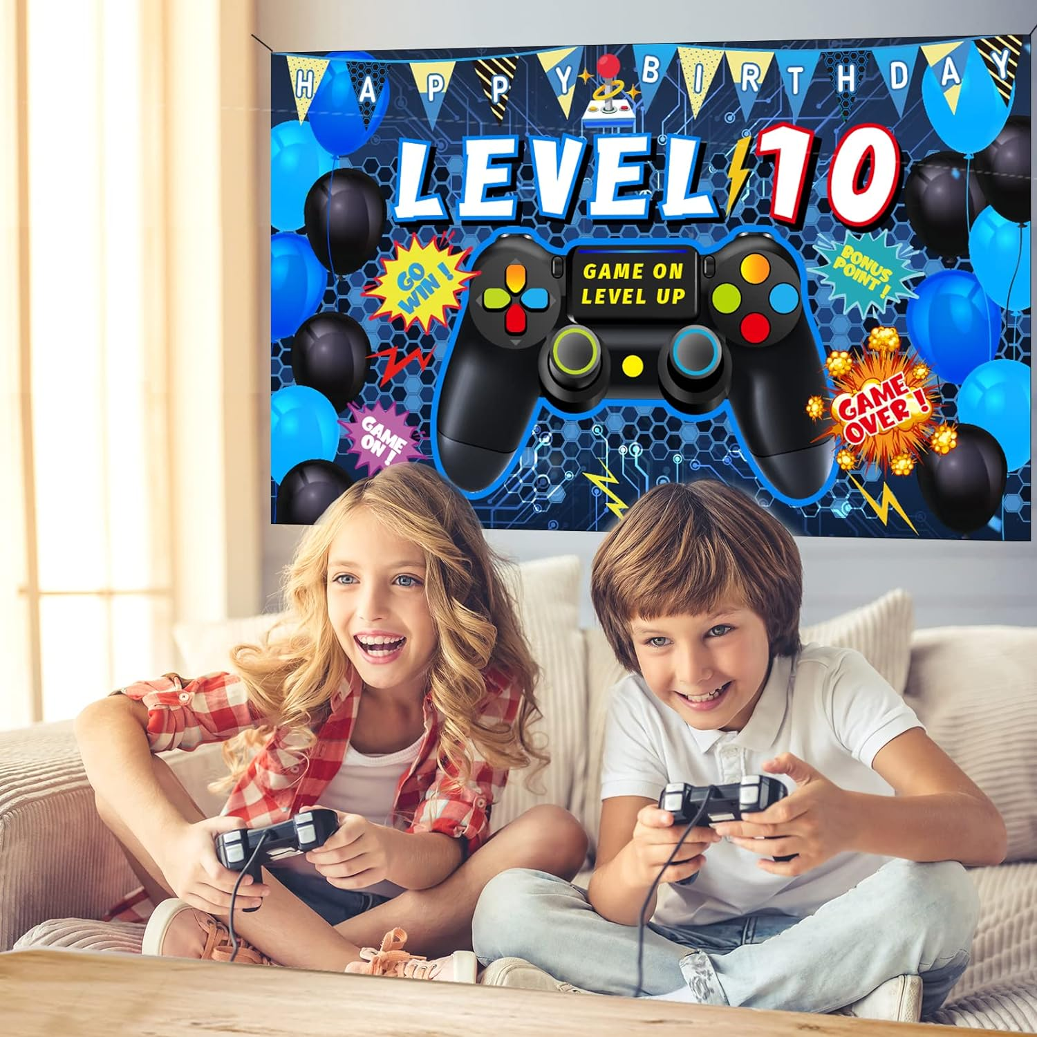 Vlipoeasn 10Th Boys Video Game Birthday Decorations - Backdrop image number 6