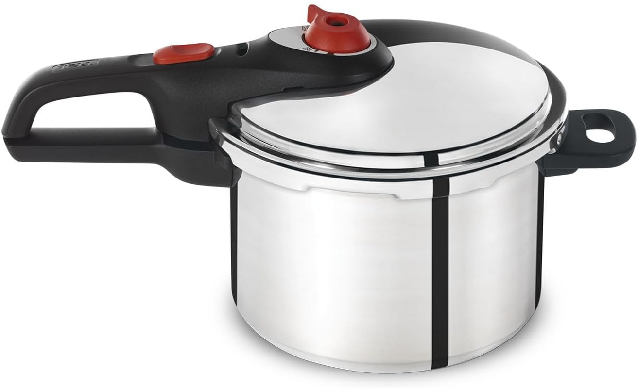 T-Fal P2614634 Secure Aluminum Initiatives 12-PSI Pressure Cooker Cookware, 6-Quart, Siver
